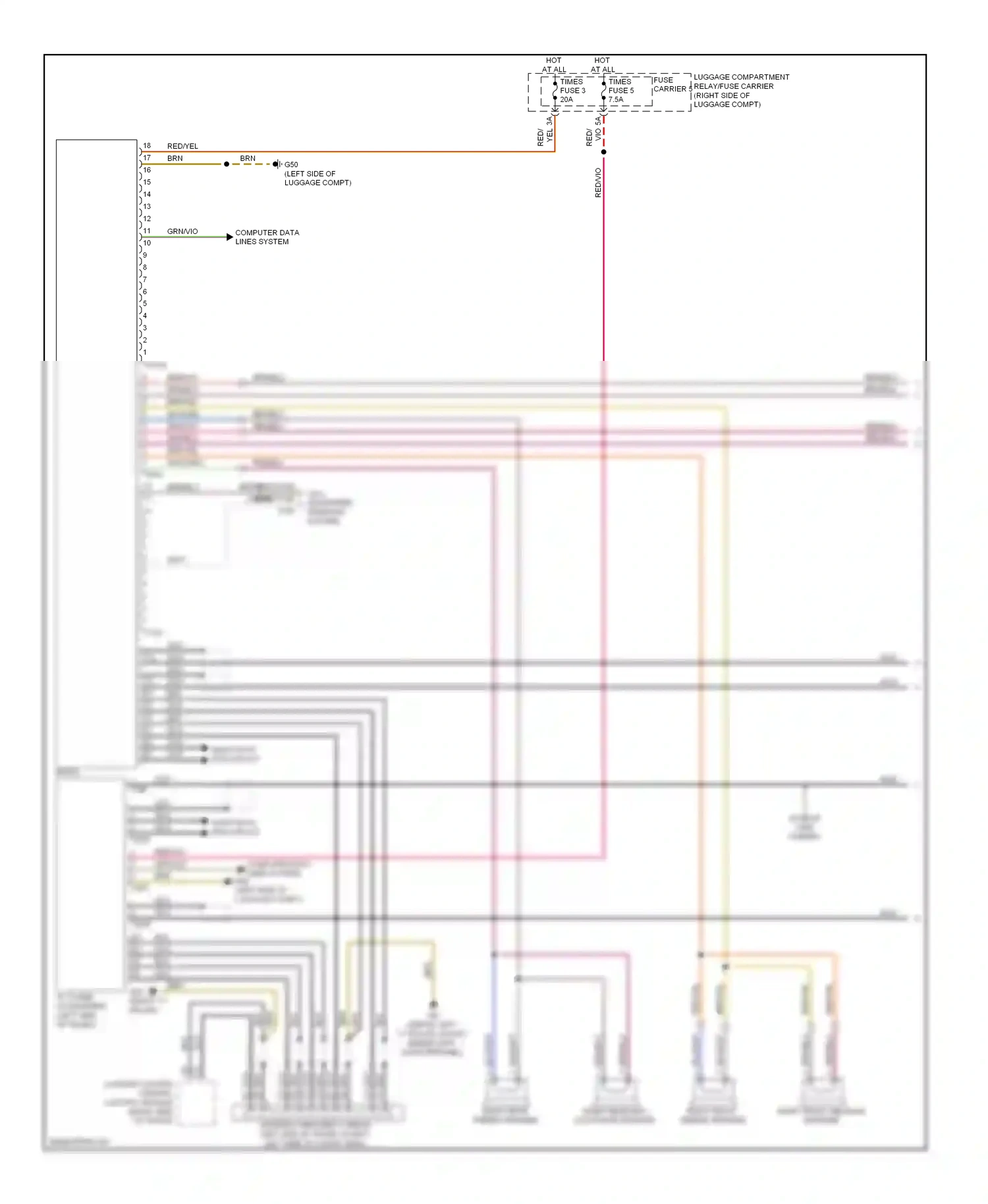 Audi A4 B8 (2007-2012) comfort system central control module (right side of trunk) wiring diagram  (4 of 11)