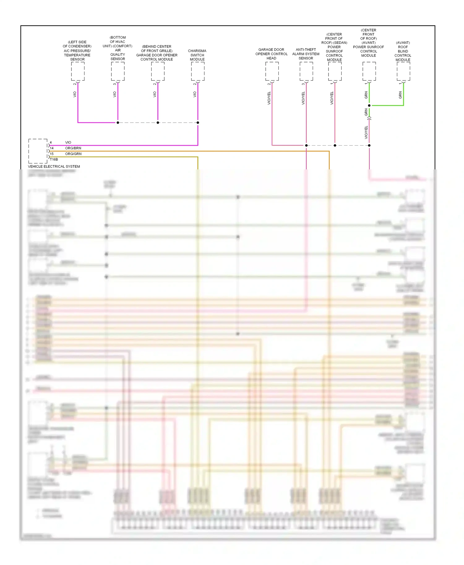 Audi A4 B8 (2007-2012) control module (behind glove box) wiring diagram  (1 of 2)