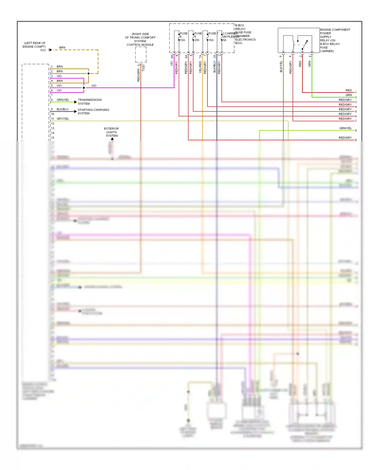 Audi A4 B8 (2007-2012) engine component power supply relay (on e-box relay/ fuse carrier) wiring diagram  (2 of 2)