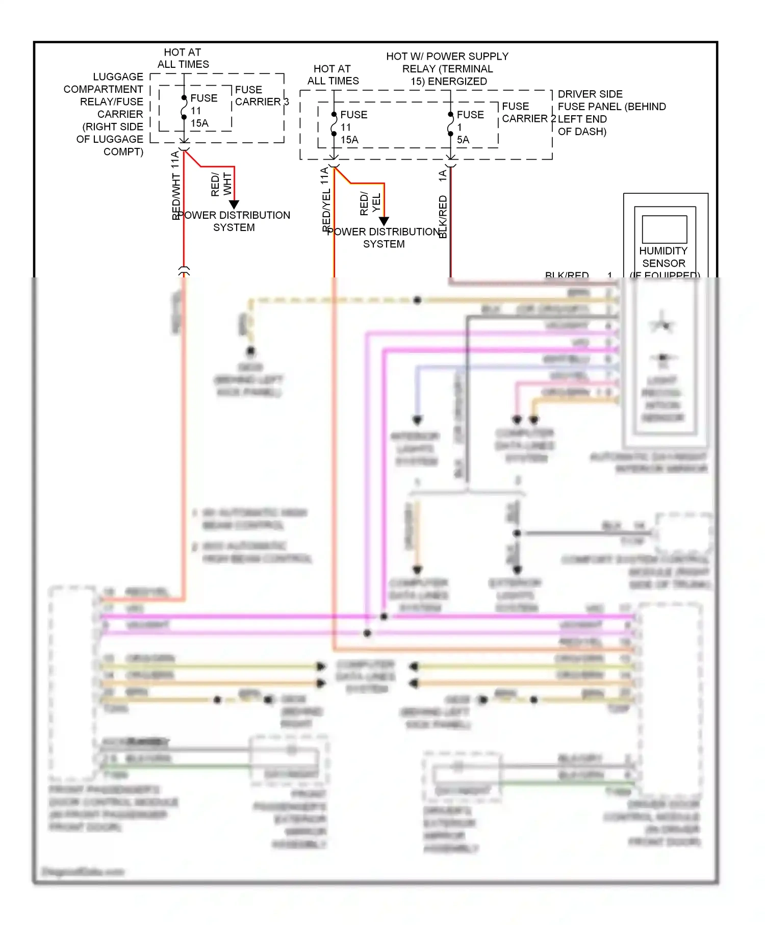 Audi A4 B8 (2007-2012) front passenger's door control module (in front passenger front door) wiring diagram  (1 of 4)