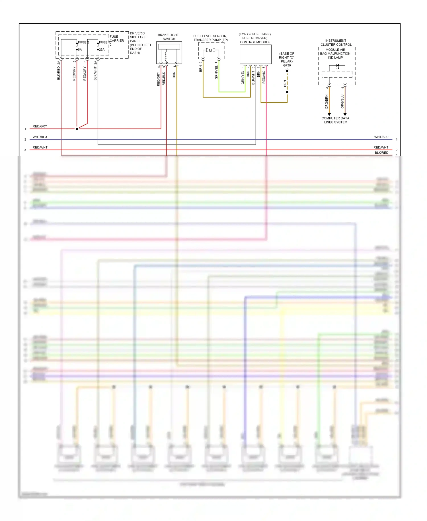 Audi A4 B8 (2007-2012) fuel level sensor, transfer pump (fp) wiring diagram  (1 of 1)