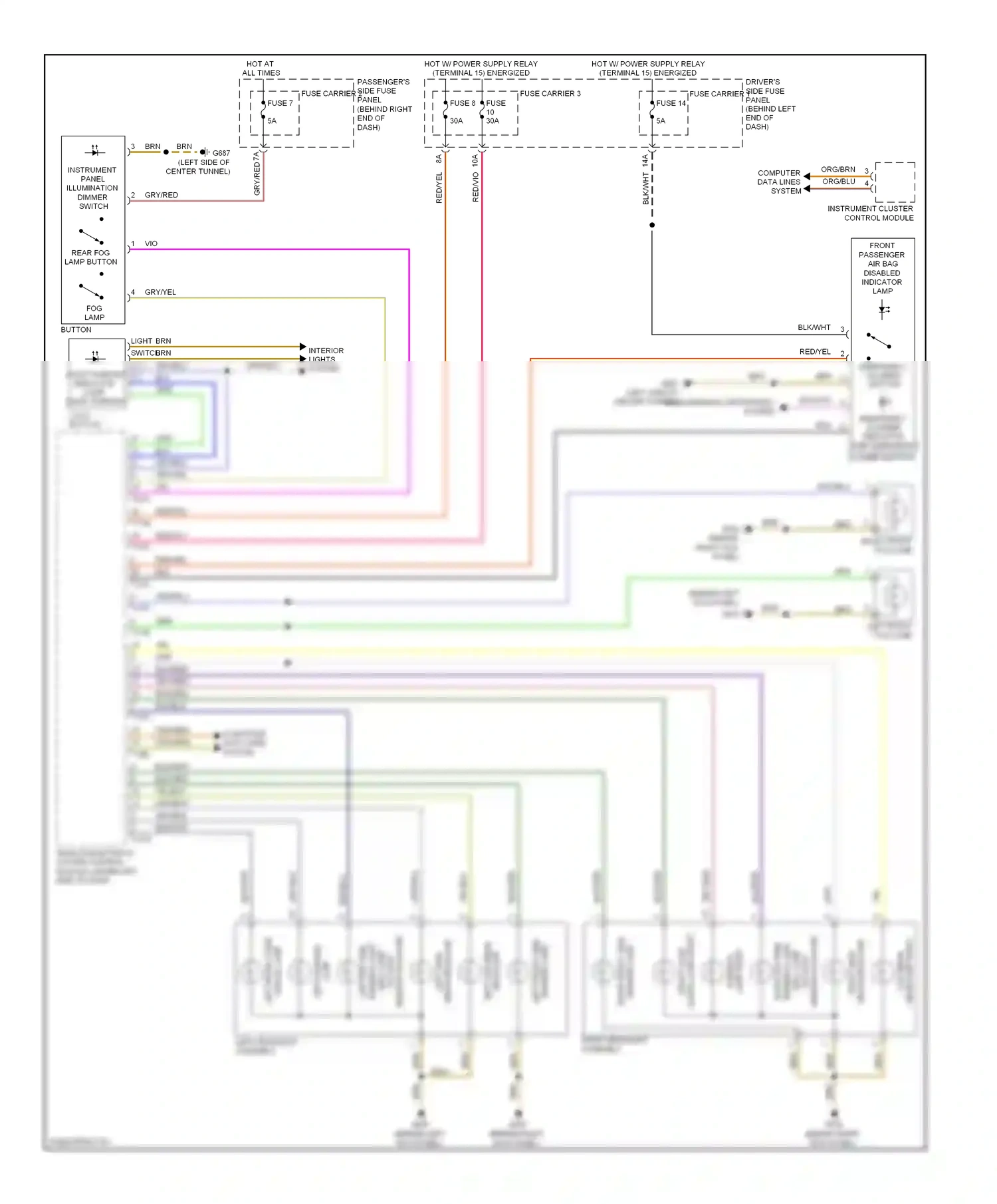 Audi A4 B8 (2007-2012) lamp wiring diagram  (3 of 3)