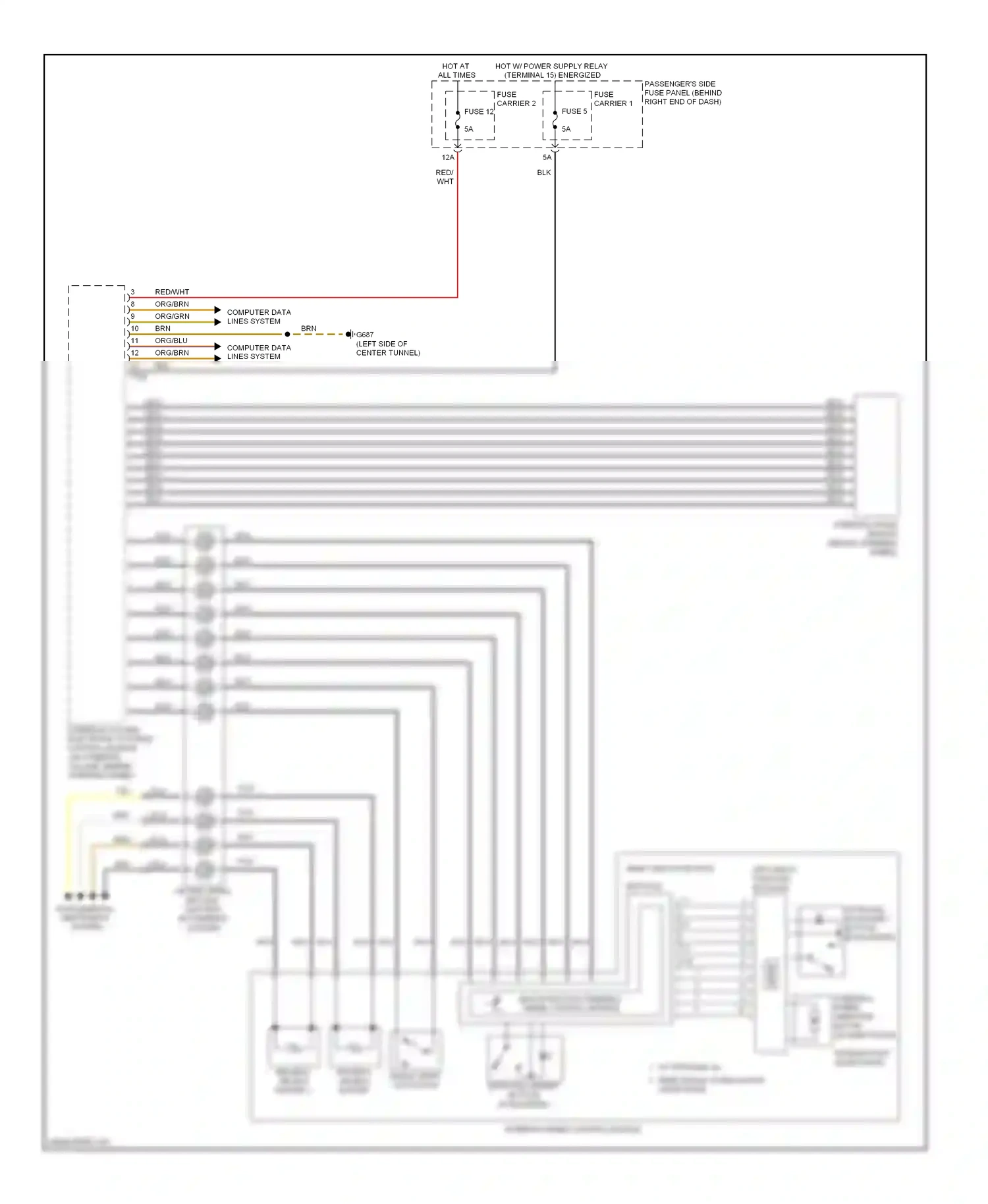 Audi A4 B8 (2007-2012) steering angle sensor (behind steering wheel) wiring diagram  (2 of 2)