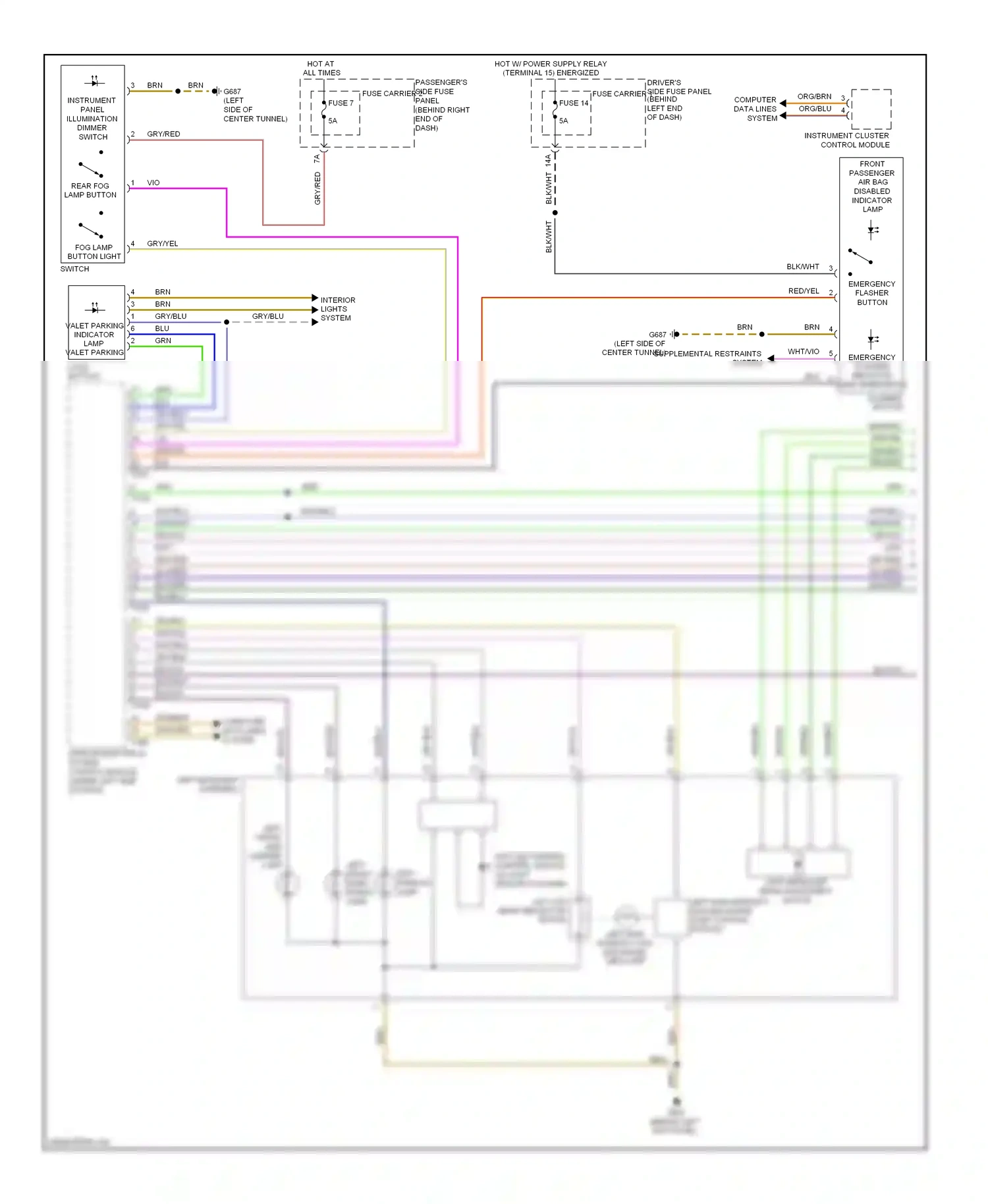Audi A4 B8 (2007-2012) vehicle electrical system control module (under left side of dash) wiring diagram  (7 of 22)