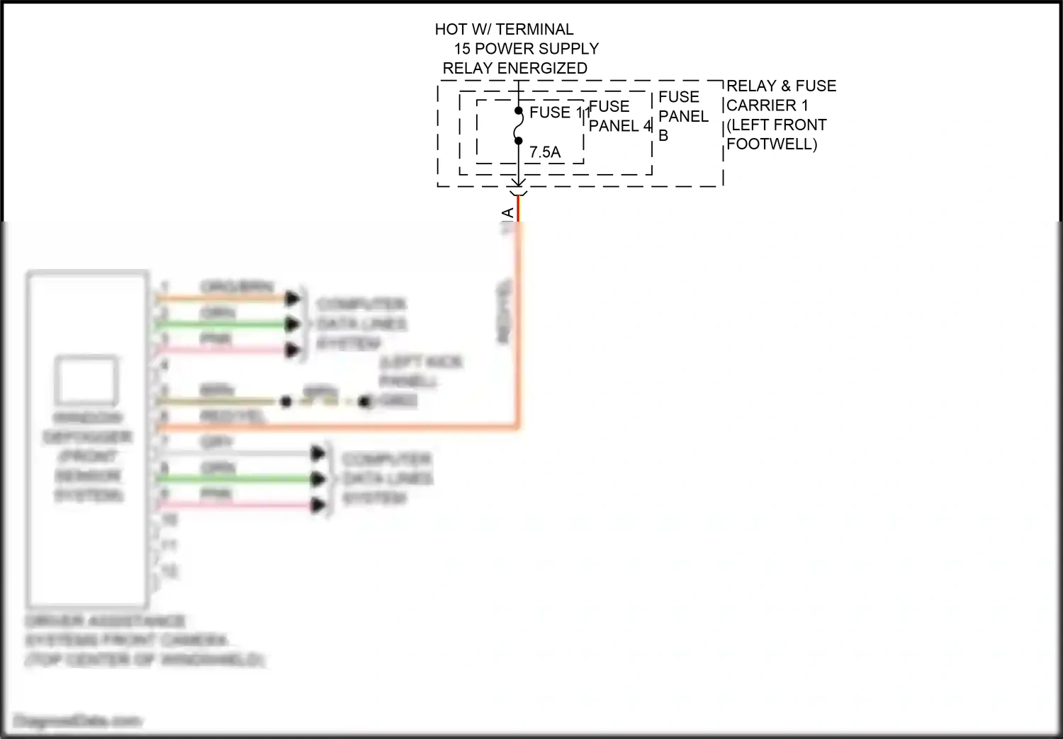 Wiring diagram driver assistance systems front camera for Audi A4 B9 facelift (2019-2024) (3 of 4)