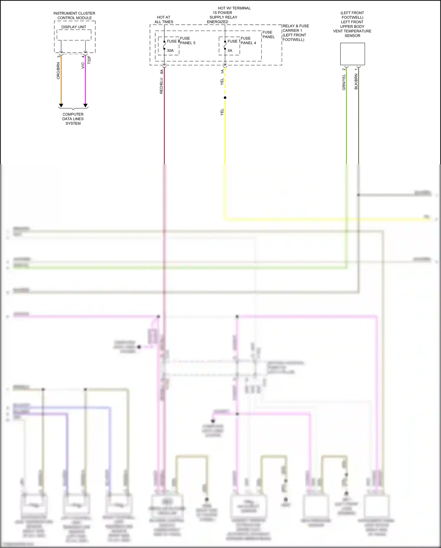Wiring diagram instrument panel vent motor for Audi A4 B9 facelift (2019-2024) (1 of 2)