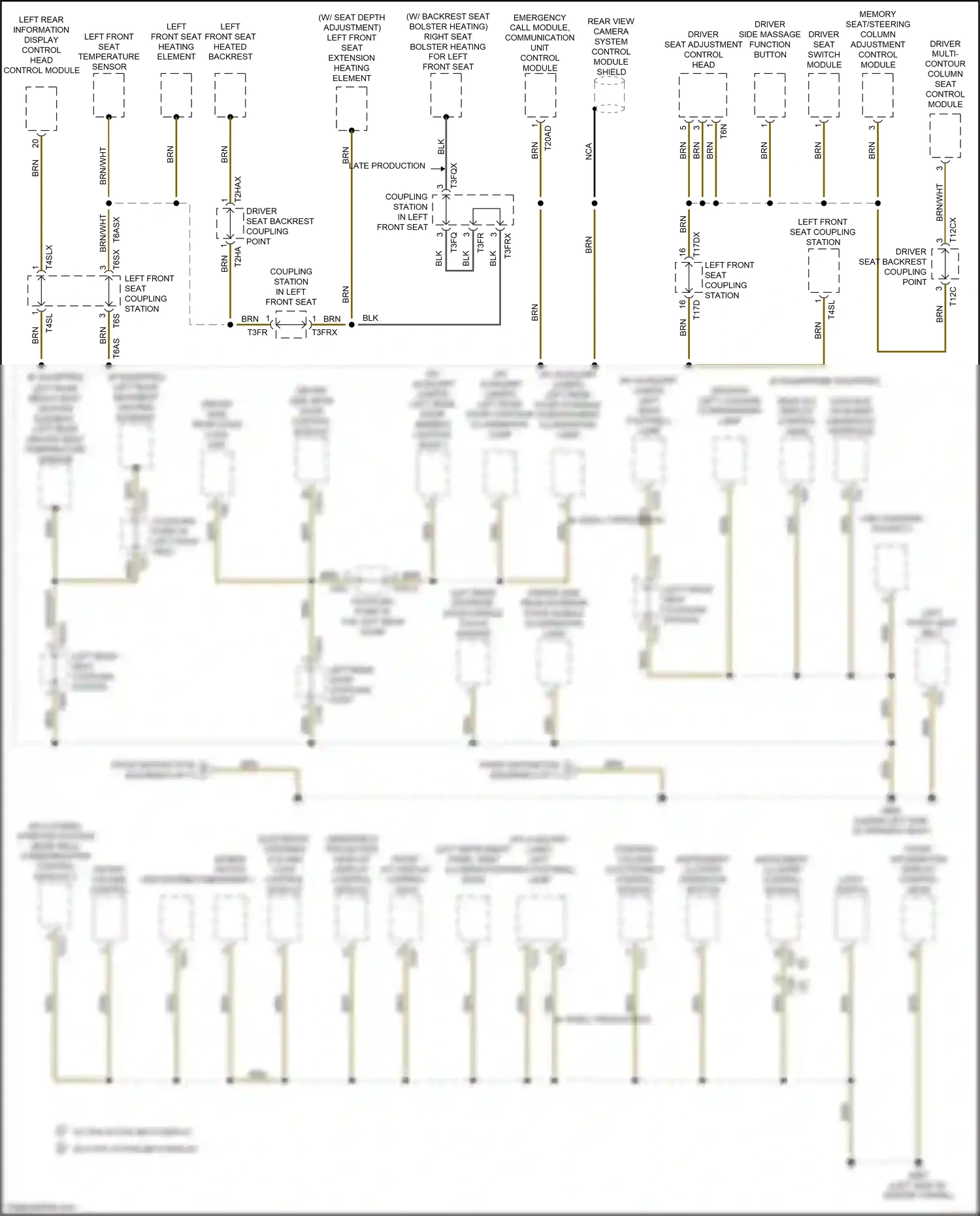 Wiring diagram left rear backrest heating element for Audi A4 B9 facelift (2019-2024) (1 of 2)