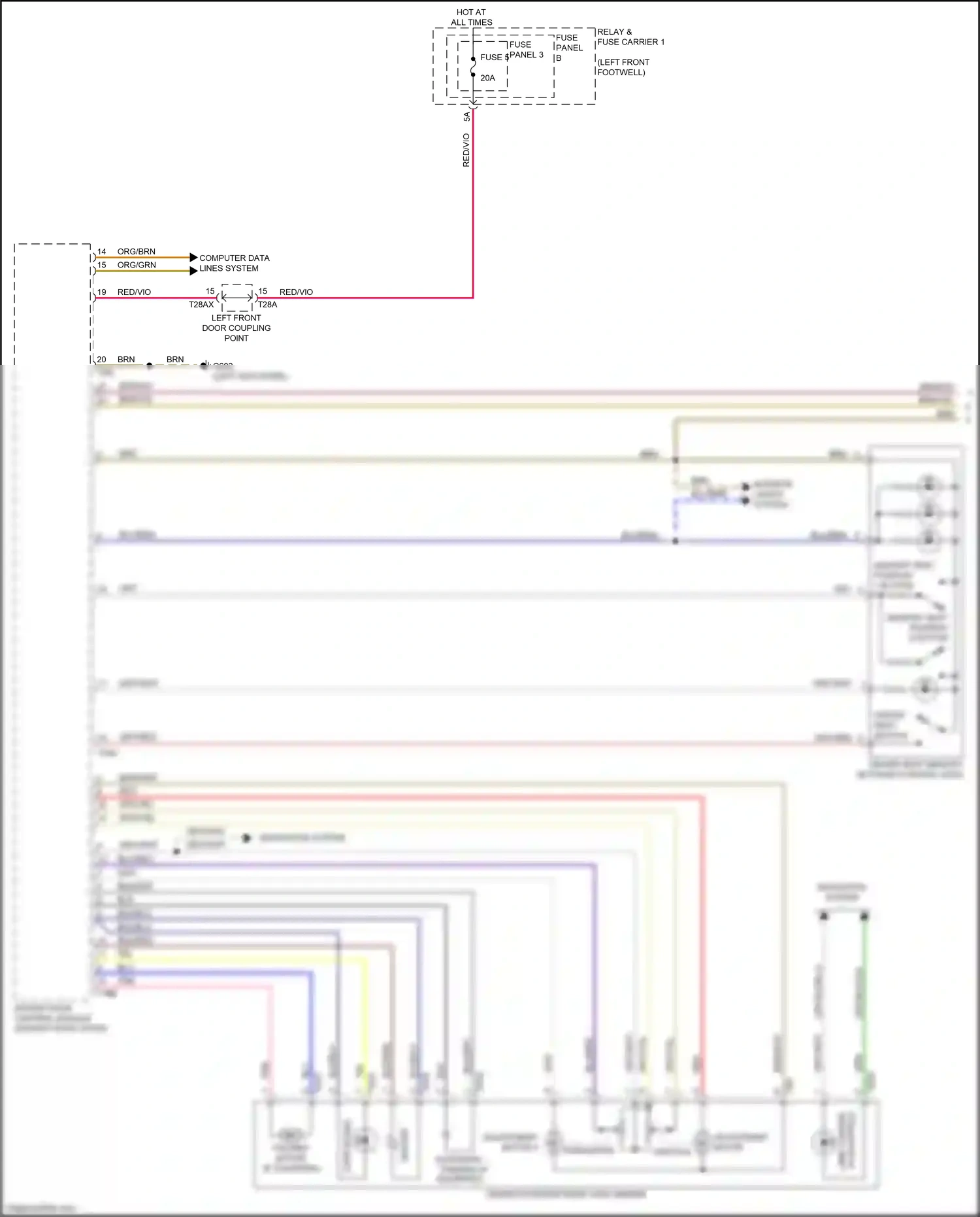 Wiring diagram memory seat position 1 button for Audi A4 B9 facelift (2019-2024) (1 of 2)