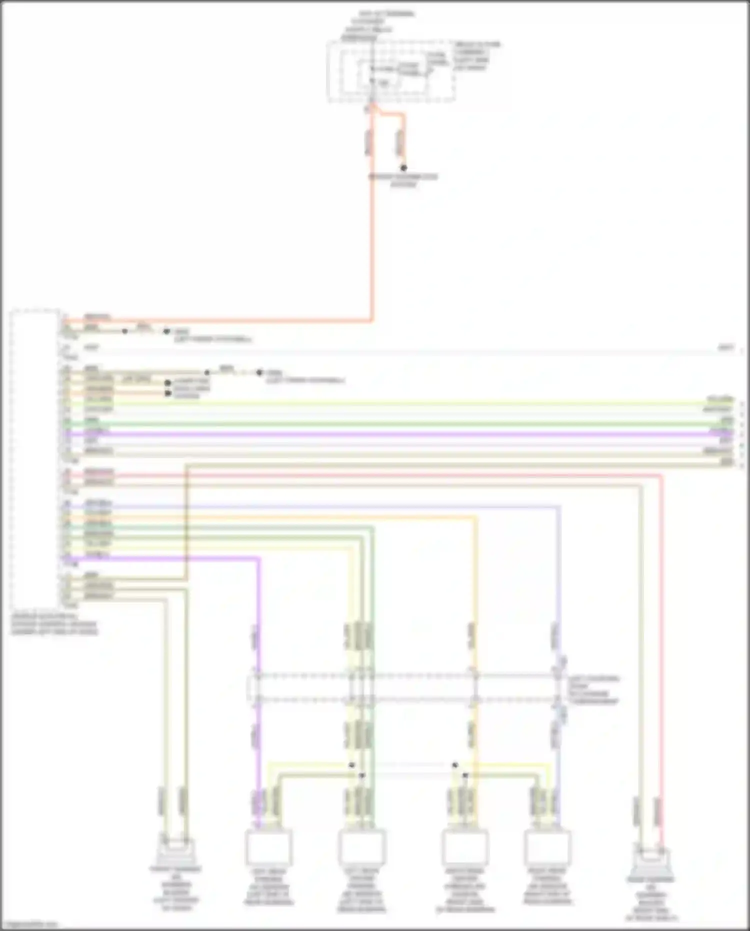 Wiring diagram left rear center parking aid sensor for Audi A4 B9 (2015-2020) (1 of 2)