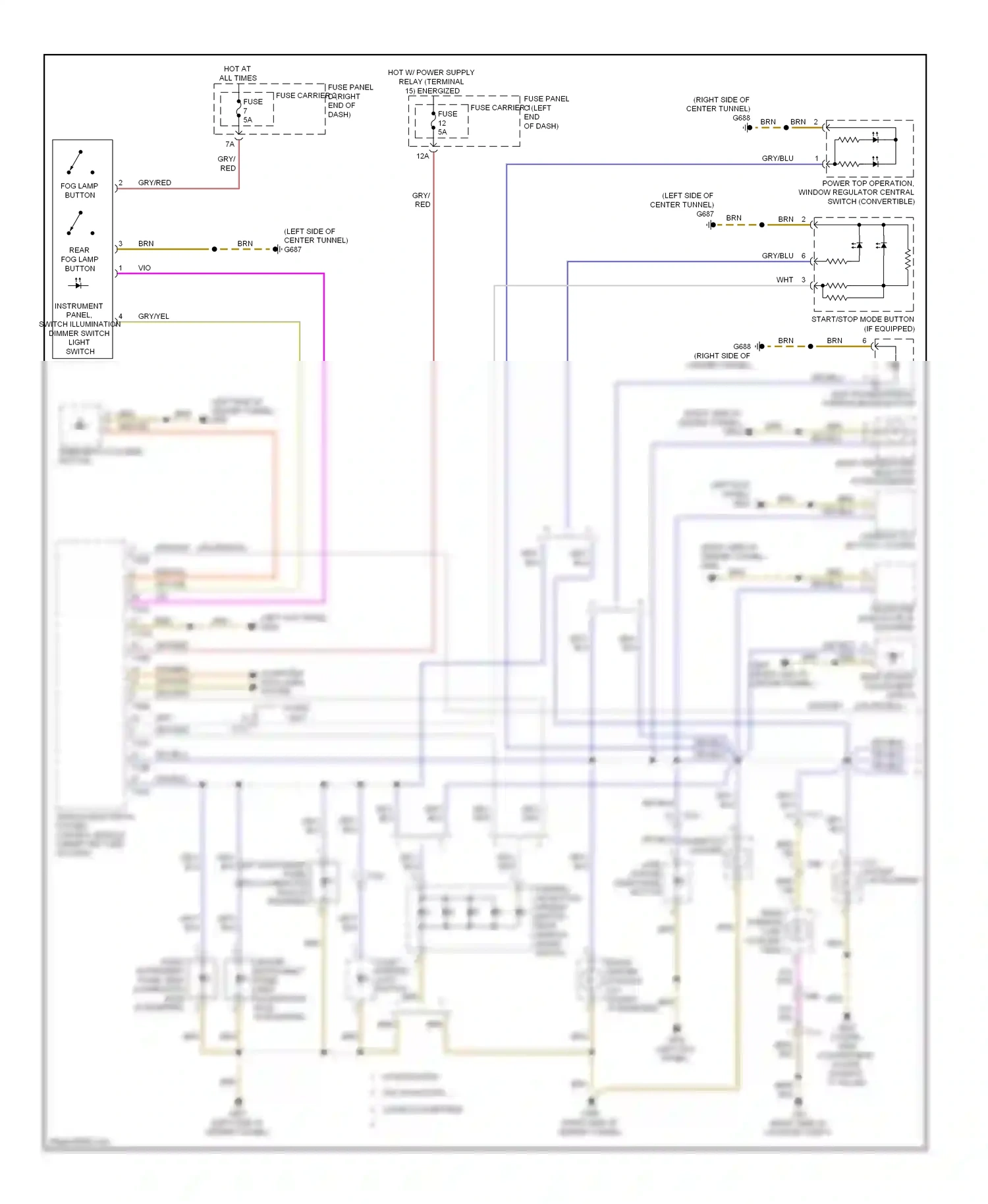 Audi A5 I facelift (2011-2016) start/stop mode button (if equipped) wiring diagram  (1 of 2)