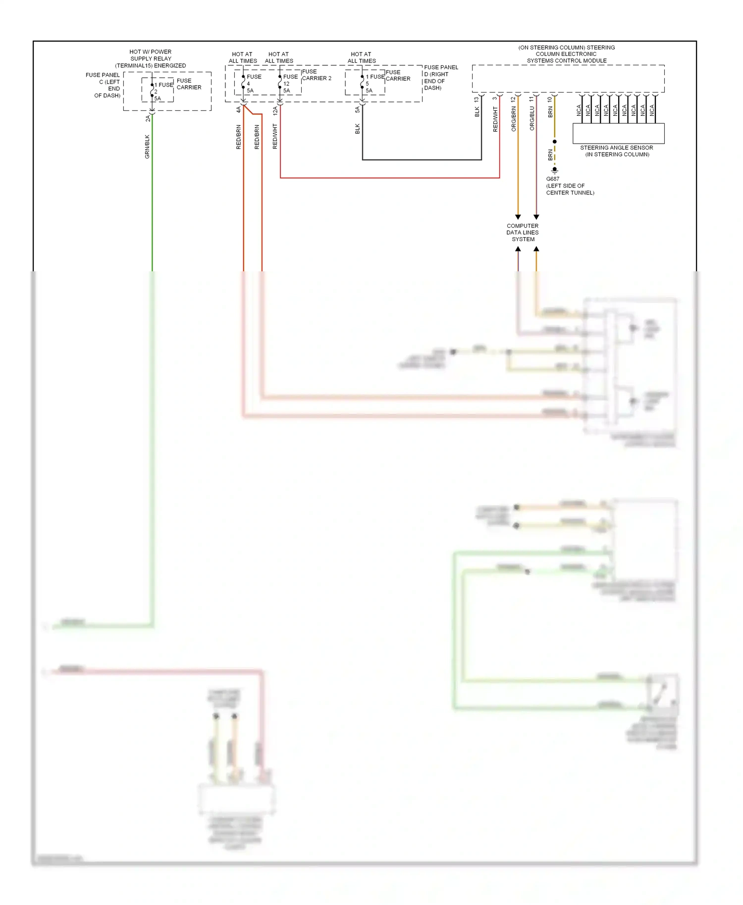 Audi A5 I facelift (2011-2016) vehicle electrical system control module (under left side of dash) wiring diagram  (1 of 27)