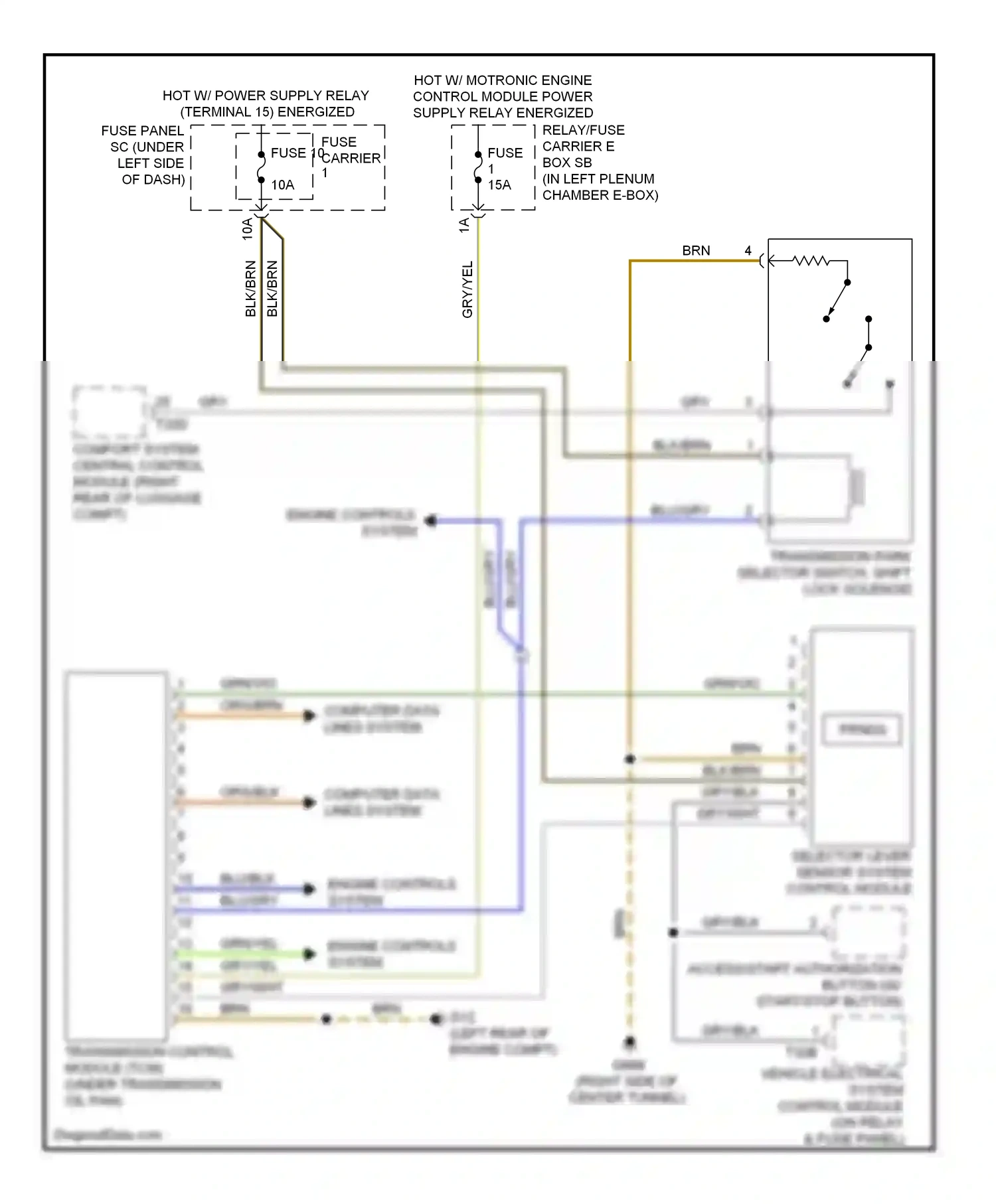 Audi A5 I (2007-2011) access/start authorization button (w/ start/stop button) wiring diagram  (1 of 2)