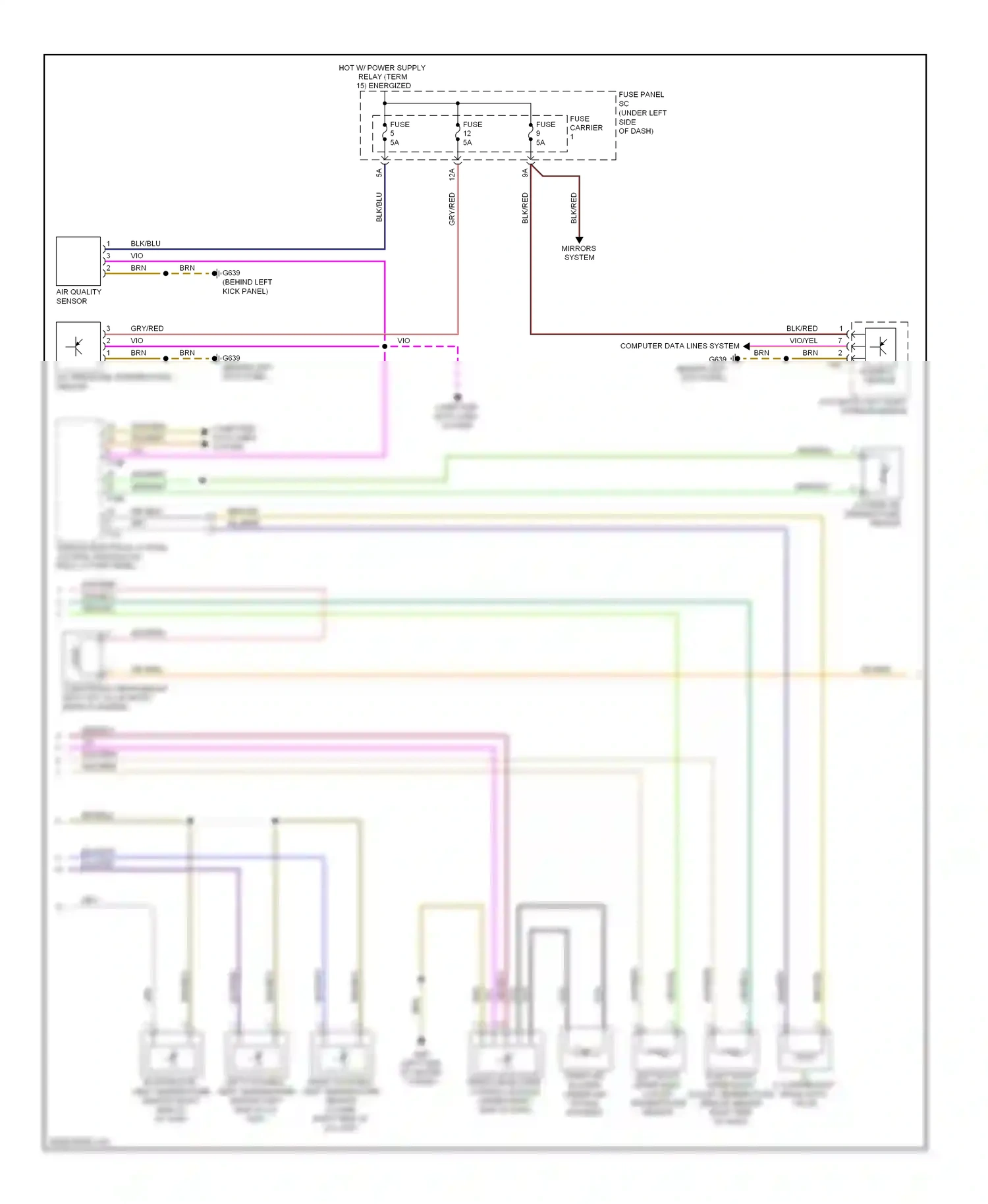 Audi A5 I (2007-2011) (behind left kick panel) wiring diagram  (5 of 39)