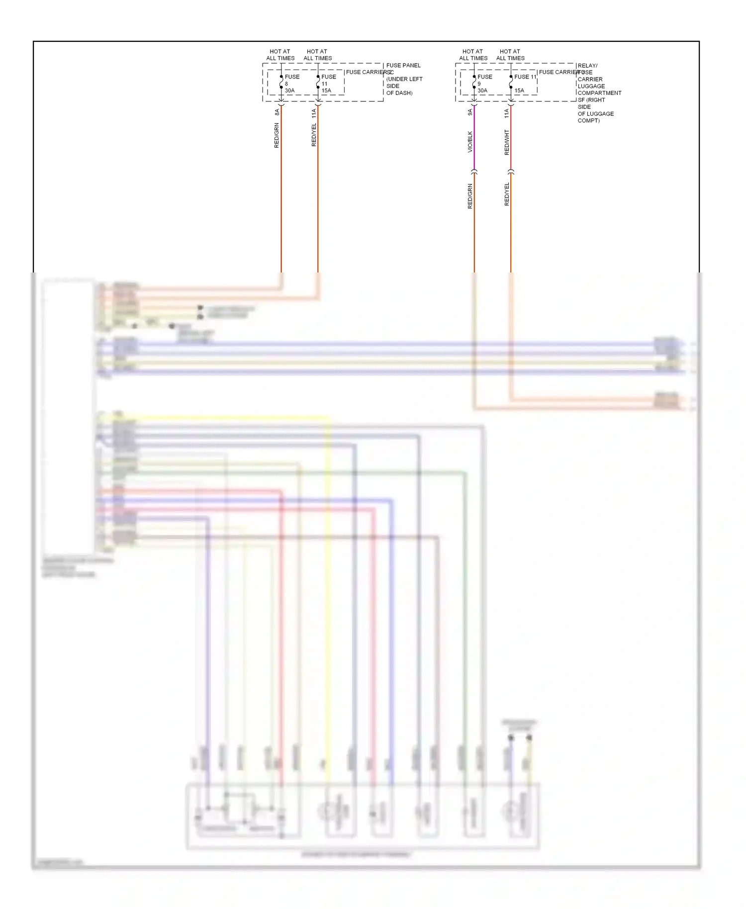 Audi A5 I (2007-2011) (behind left kick panel) wiring diagram  (30 of 39)