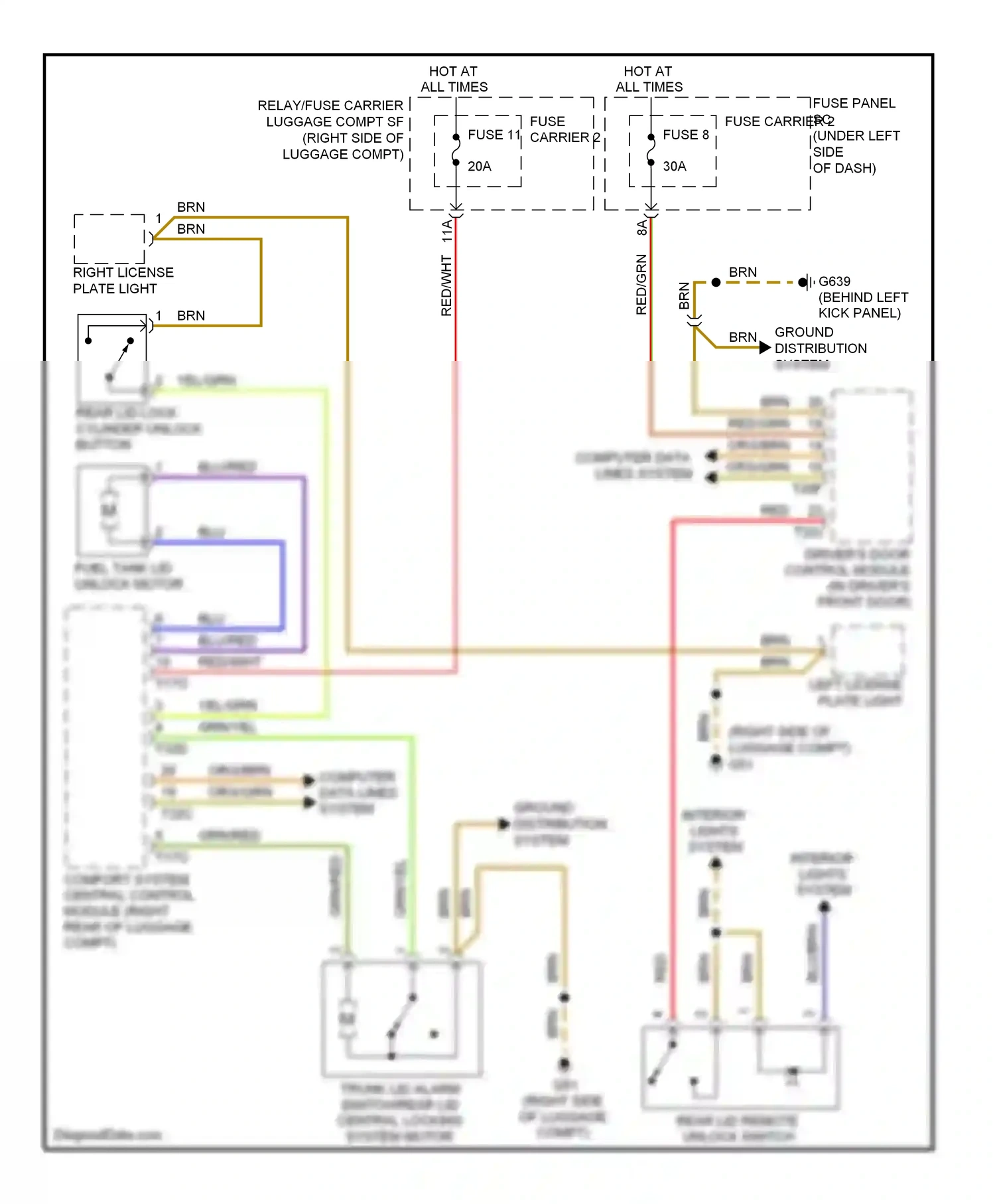 Audi A5 I (2007-2011) (behind left kick panel) wiring diagram  (38 of 39)