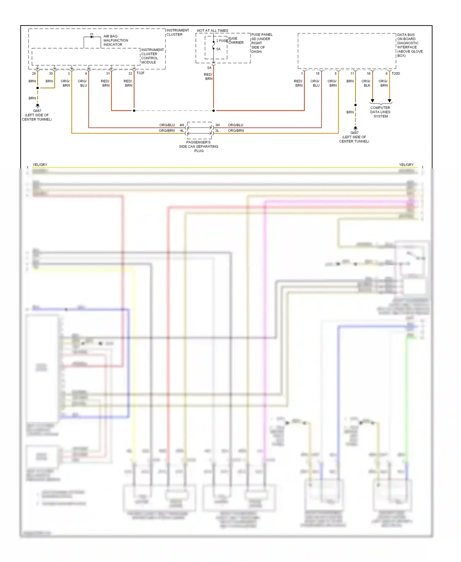Audi A5 I (2007-2011) (behind right kick panel) wiring diagram  (18 of 19)