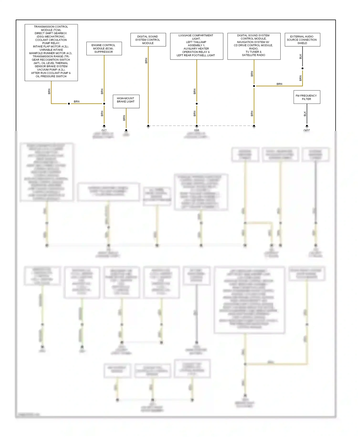 Audi A5 I (2007-2011) (behind right kick panel) wiring diagram  (8 of 19)