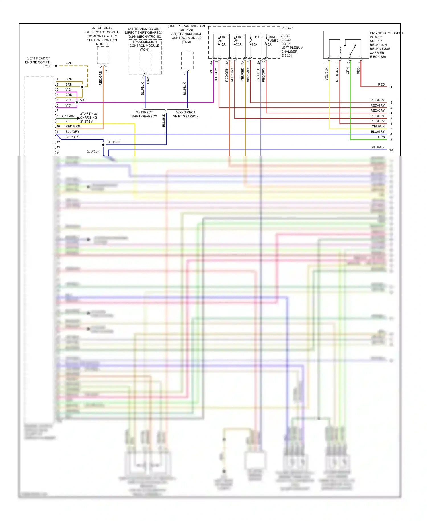 Audi A5 I (2007-2011) engine control module (ecm) (in left of plenum chamber) wiring diagram  (1 of 2)