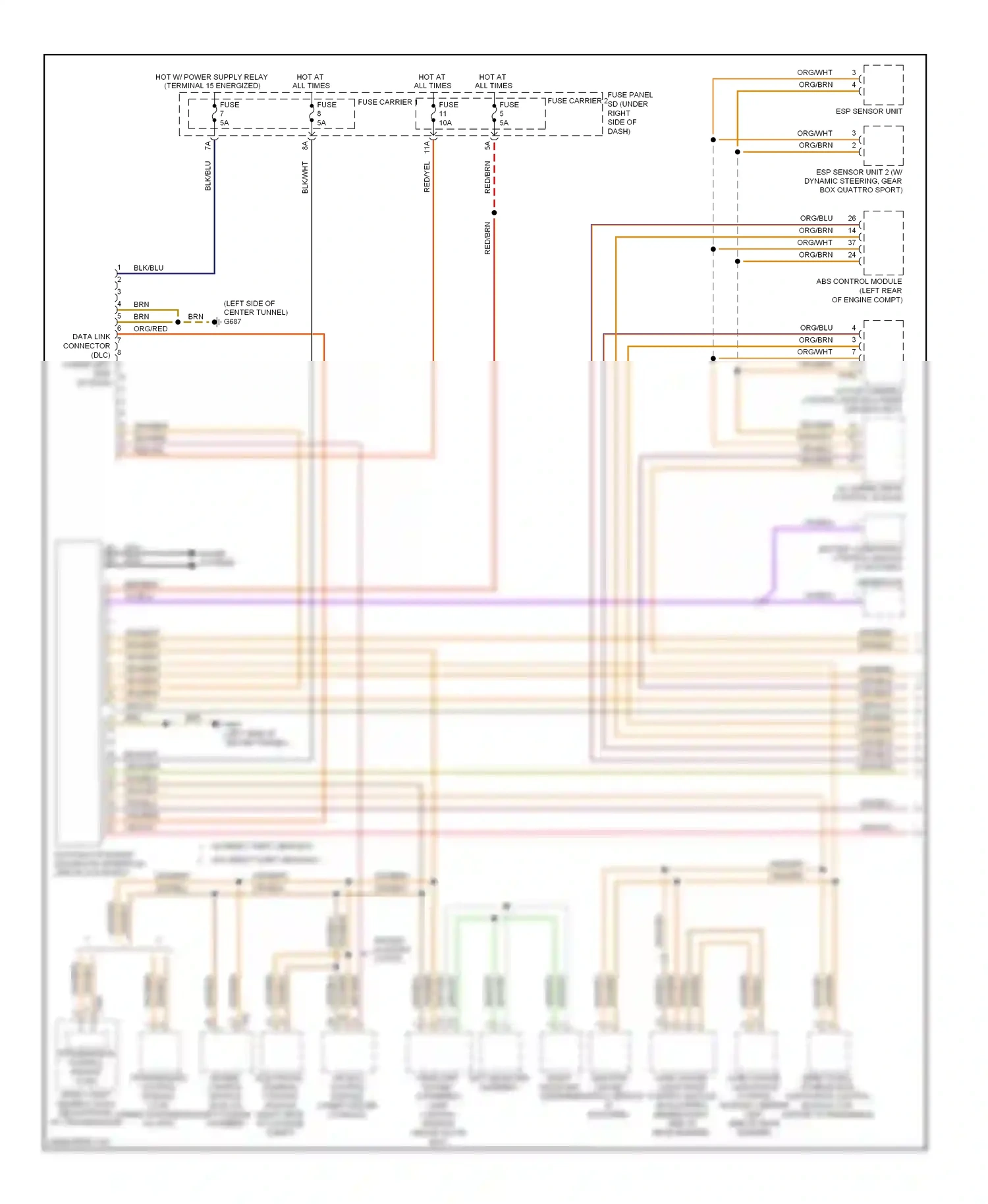 Audi A5 I (2007-2011) engine control module (ecm) (in left plenum chamber) wiring diagram  (5 of 10)