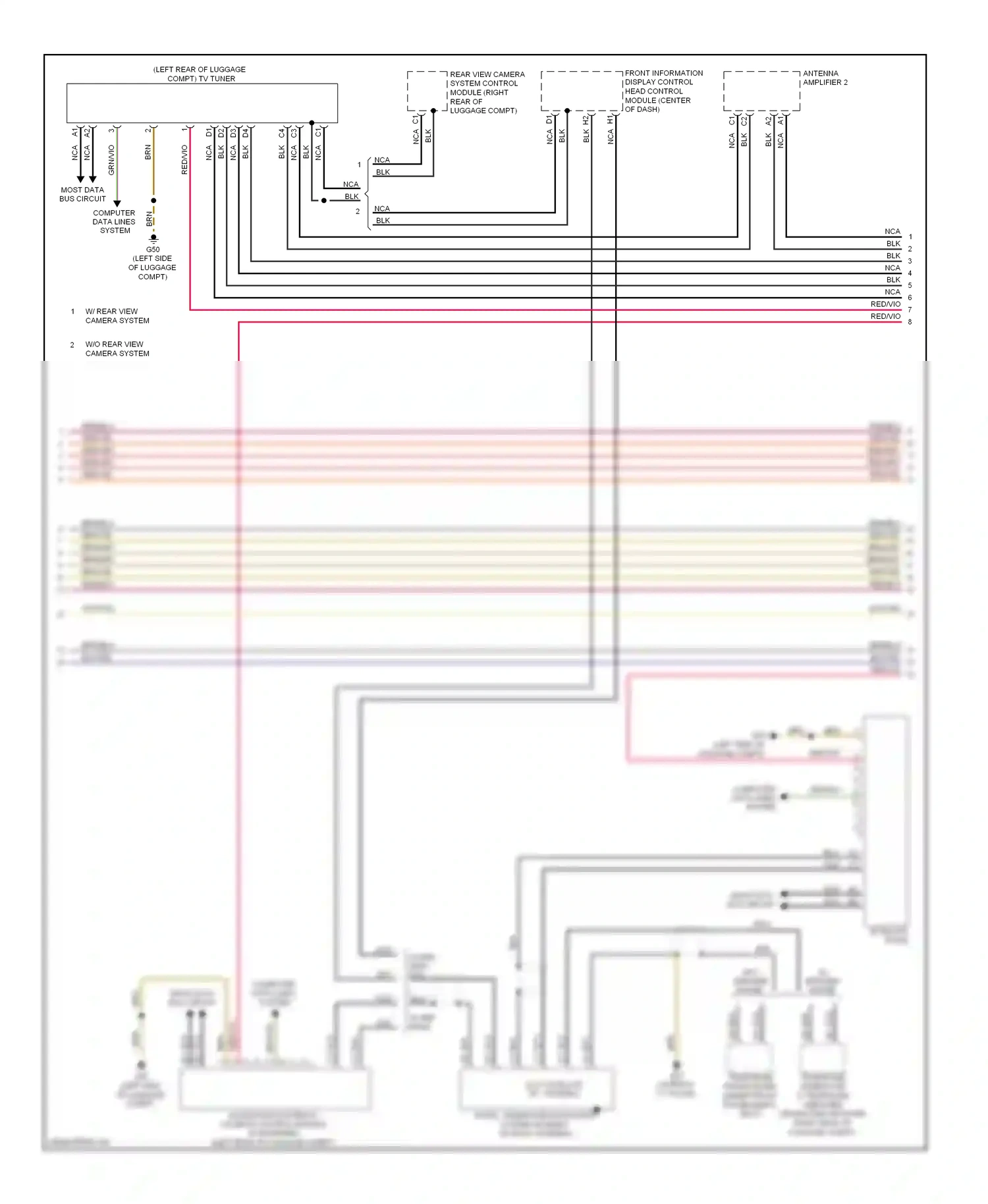 Audi A5 I (2007-2011) rear view camera system control module (right rear of luggage compt) wiring diagram  (3 of 4)