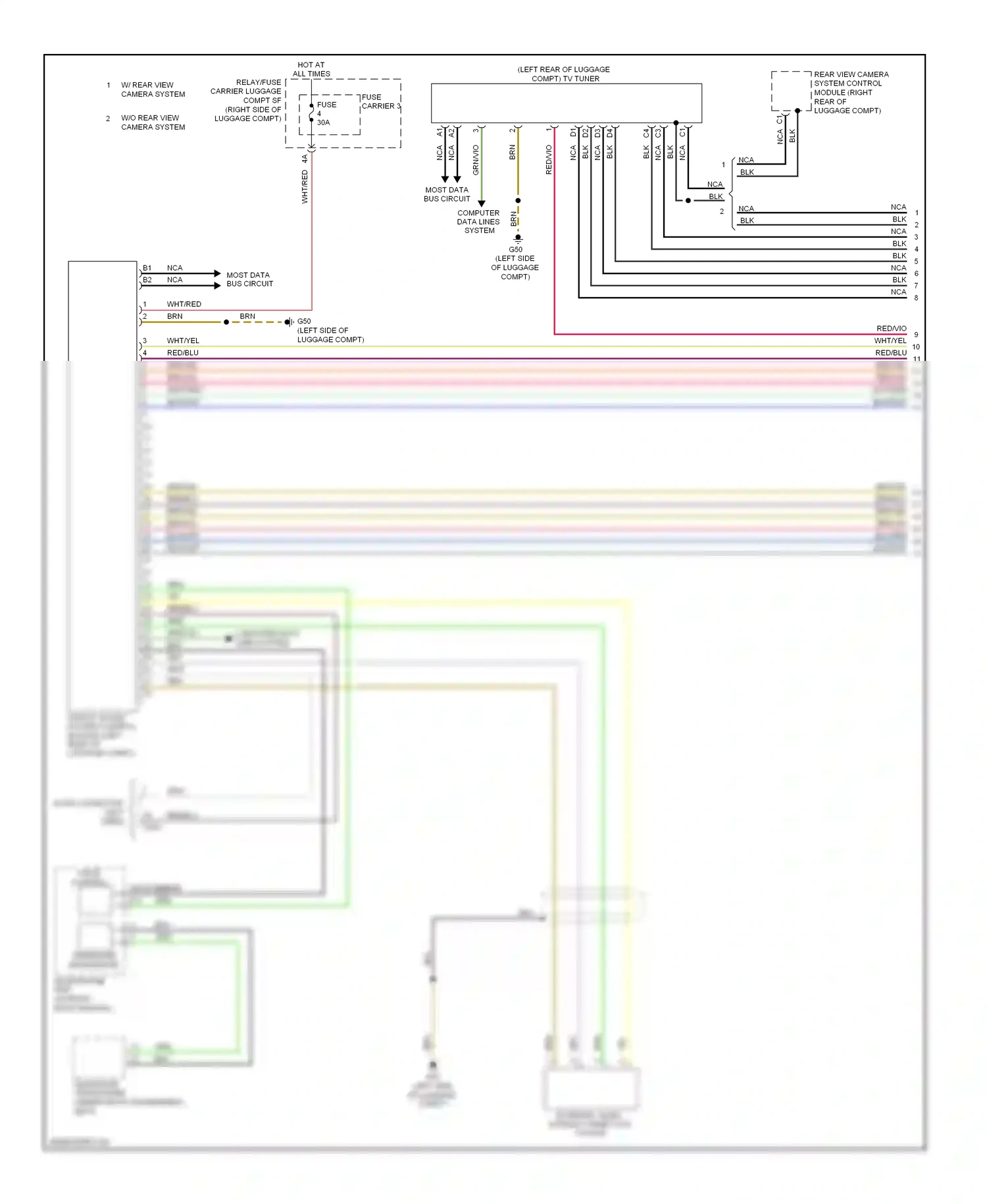 Audi A5 I (2007-2011) rear view camera system control module (right rear of luggage compt) wiring diagram  (4 of 4)
