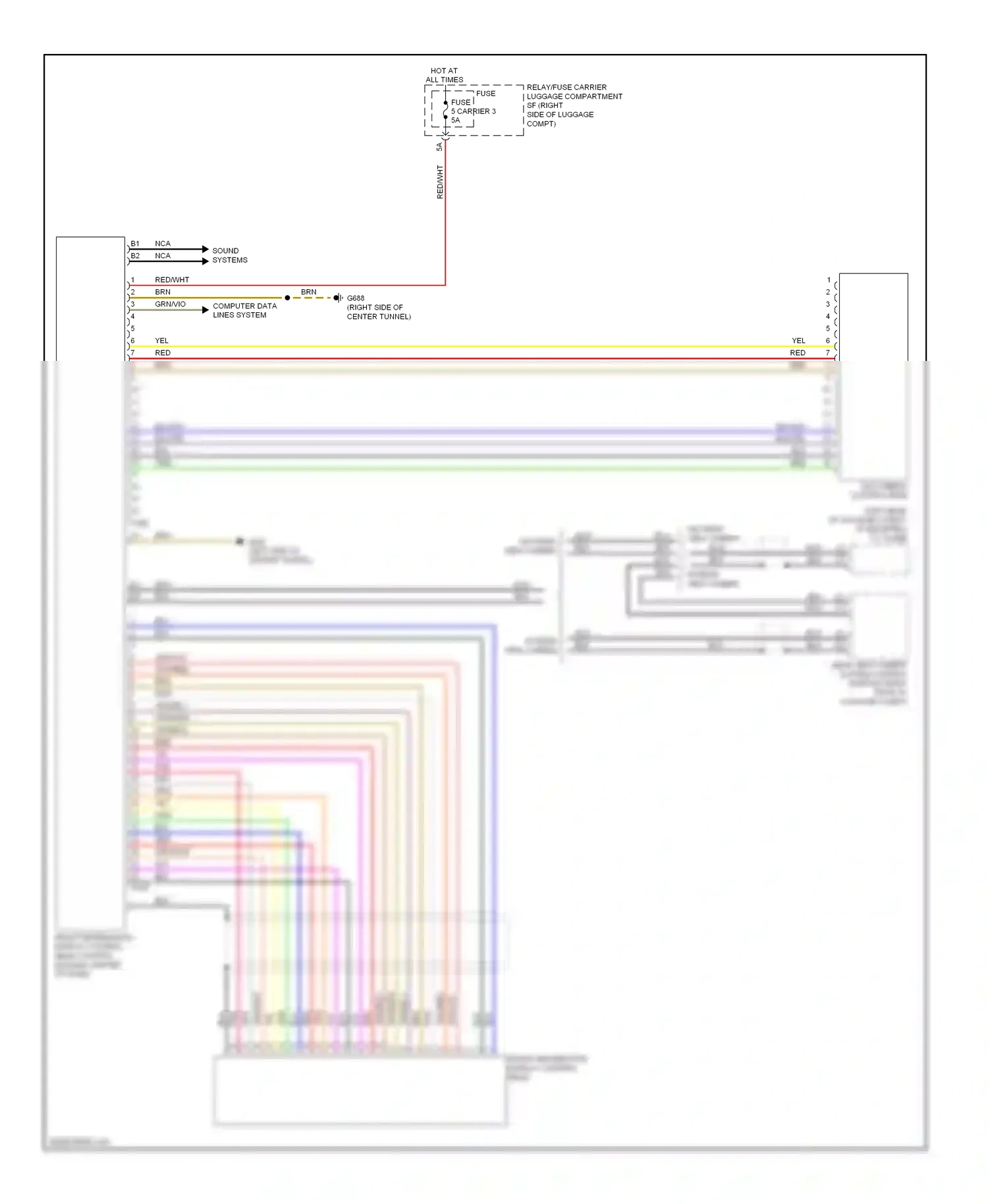 Audi A5 I (2007-2011) rear view camera system control module (right rear of luggage compt) wiring diagram  (1 of 4)