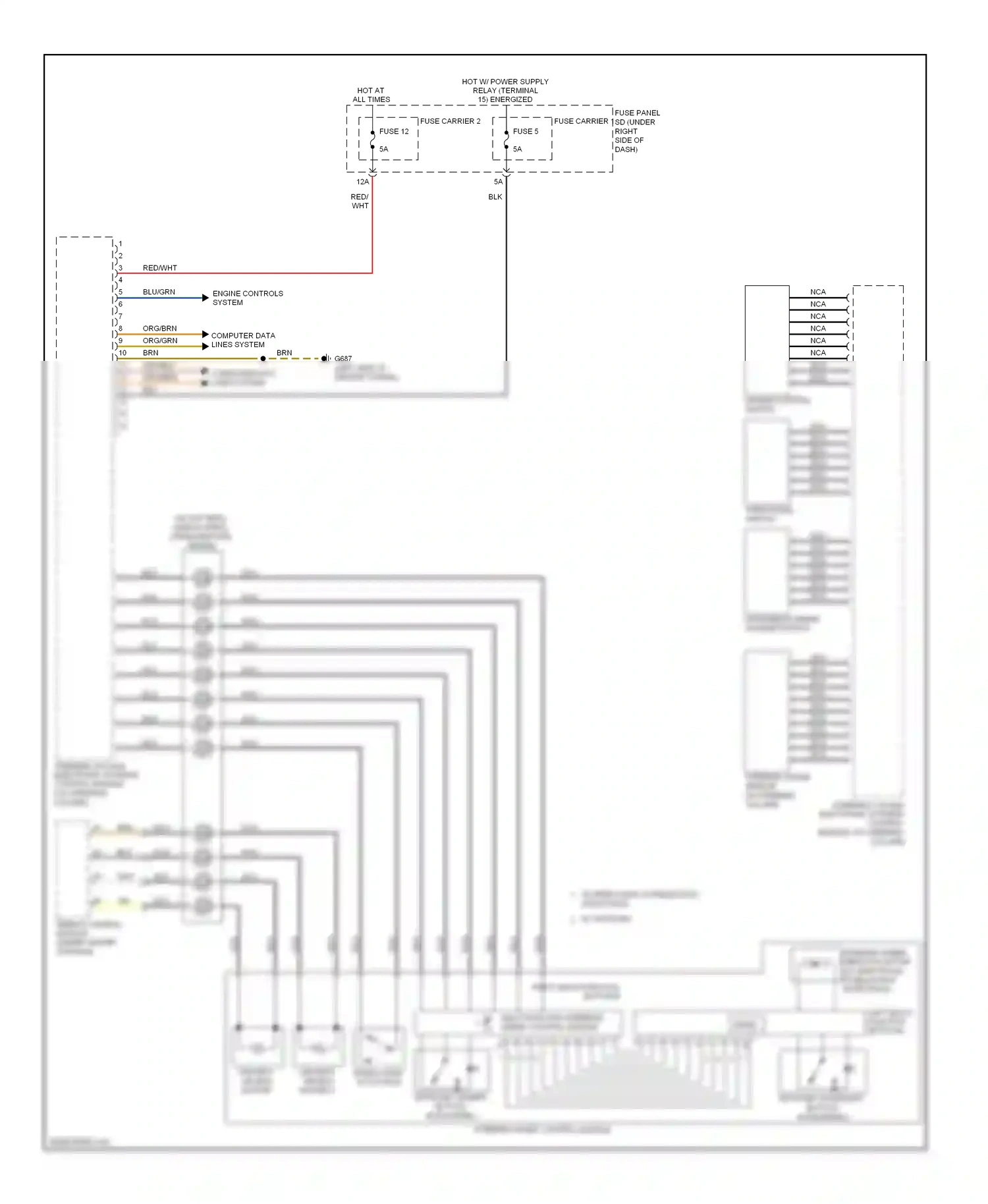 Audi A5 I (2007-2011) tiptronic downshift button (if equipped) wiring diagram  (1 of 1)