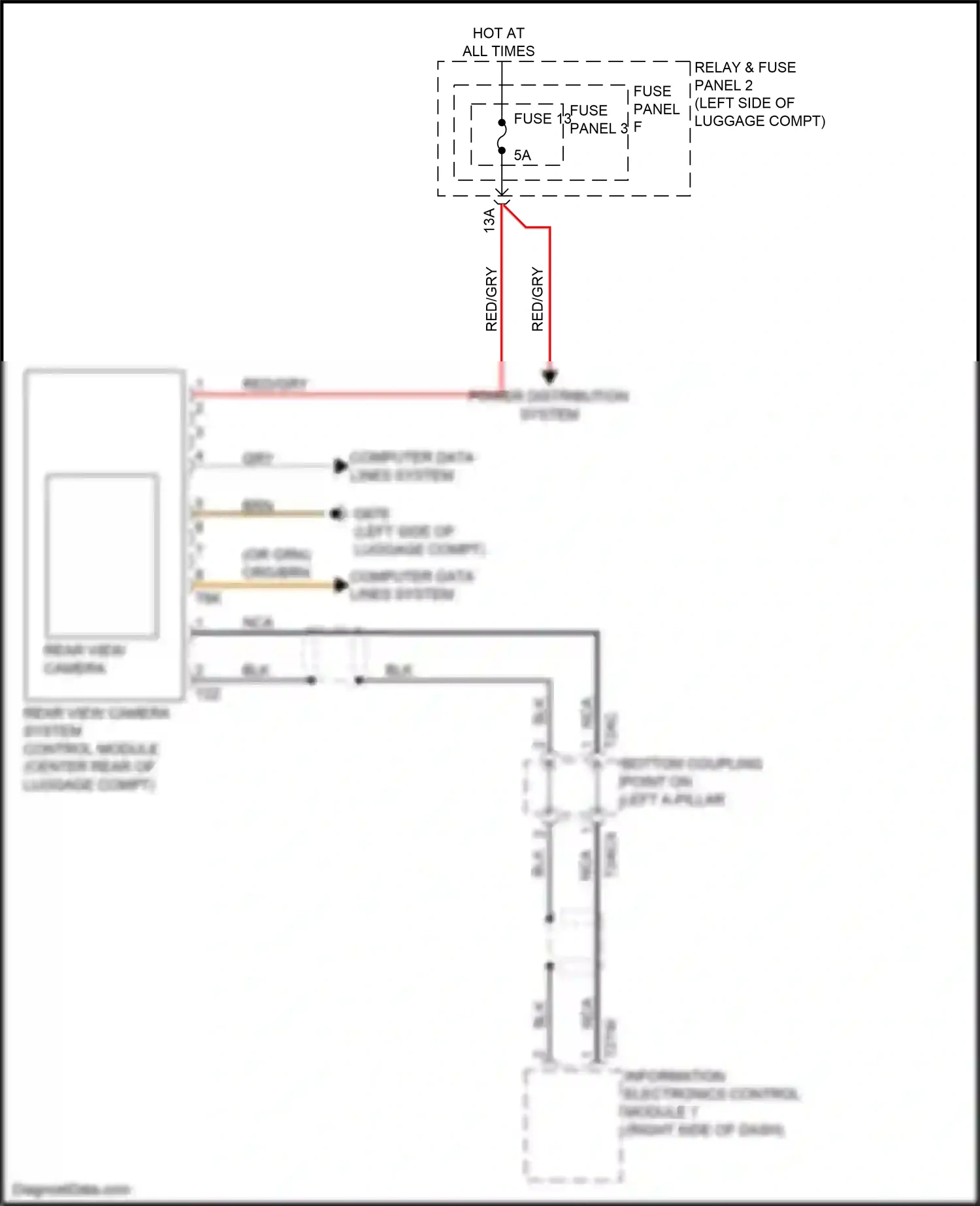 Audi A5 II facelift (2019-2024) rear view camera system control module wiring diagram  (6 of 6)