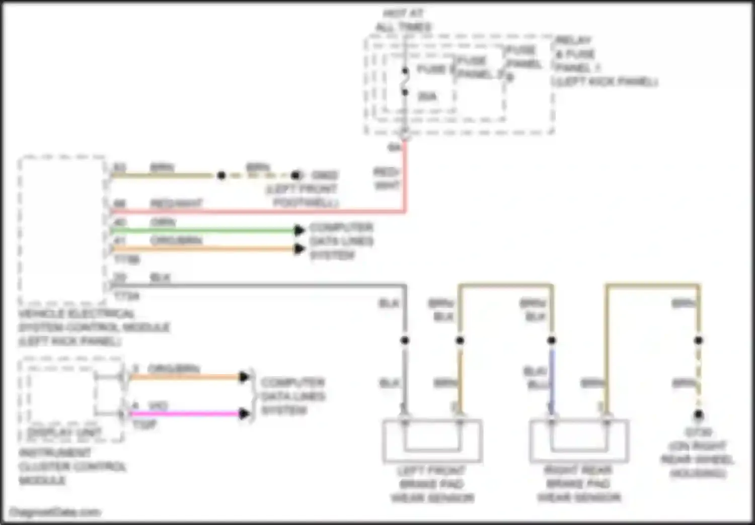 A5 Audi II (2016-2020): Brake wear sensor circuit
