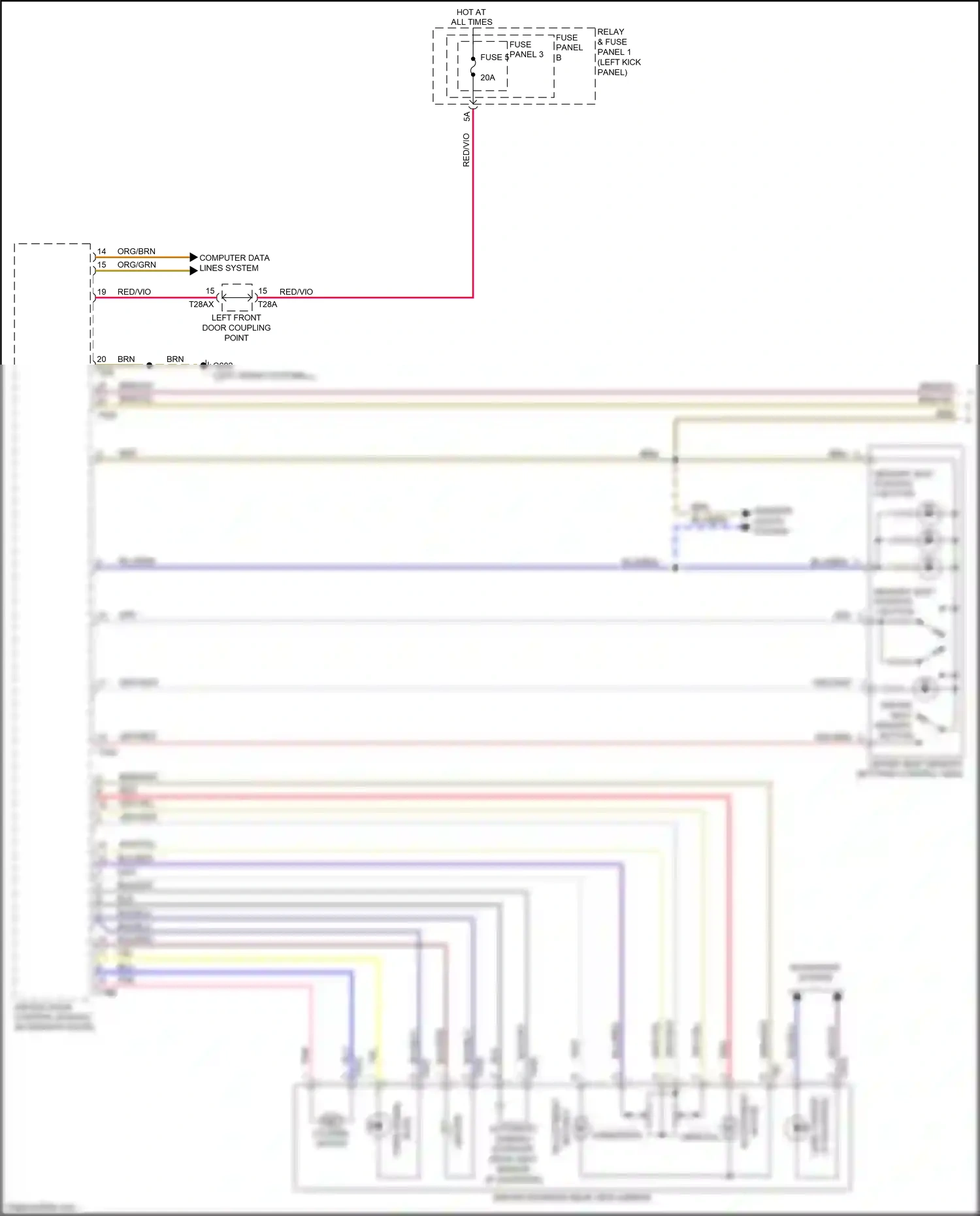 Audi A5 II (2016-2020) driver seat memory button wiring diagram  (2 of 2)