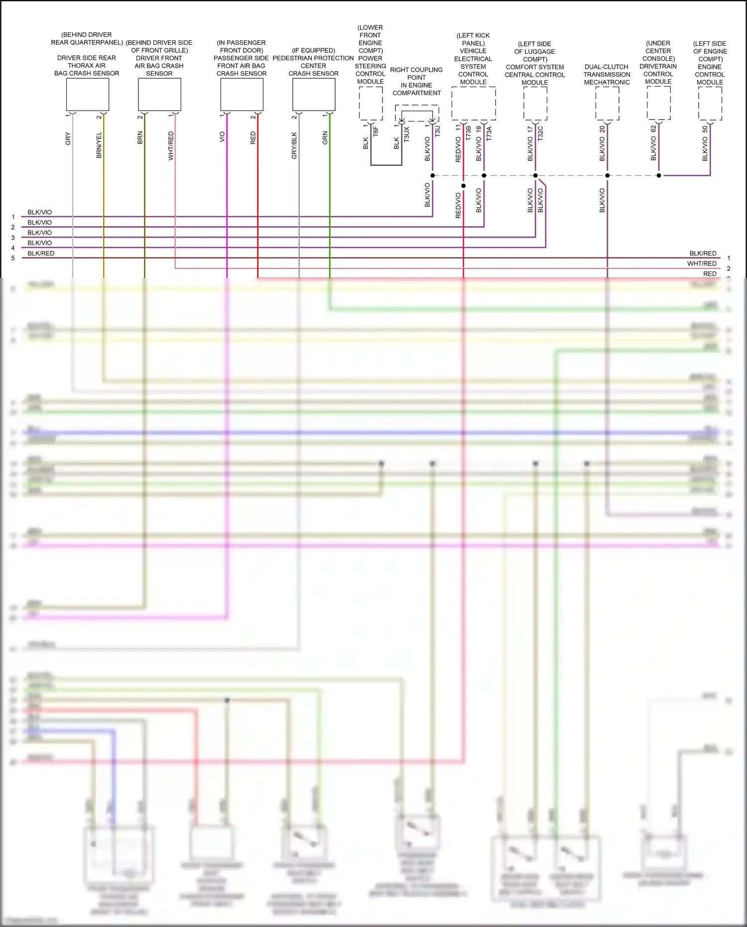 Audi A5 II (2016-2020) right coupling point in engine compartment wiring diagram  (4 of 4)