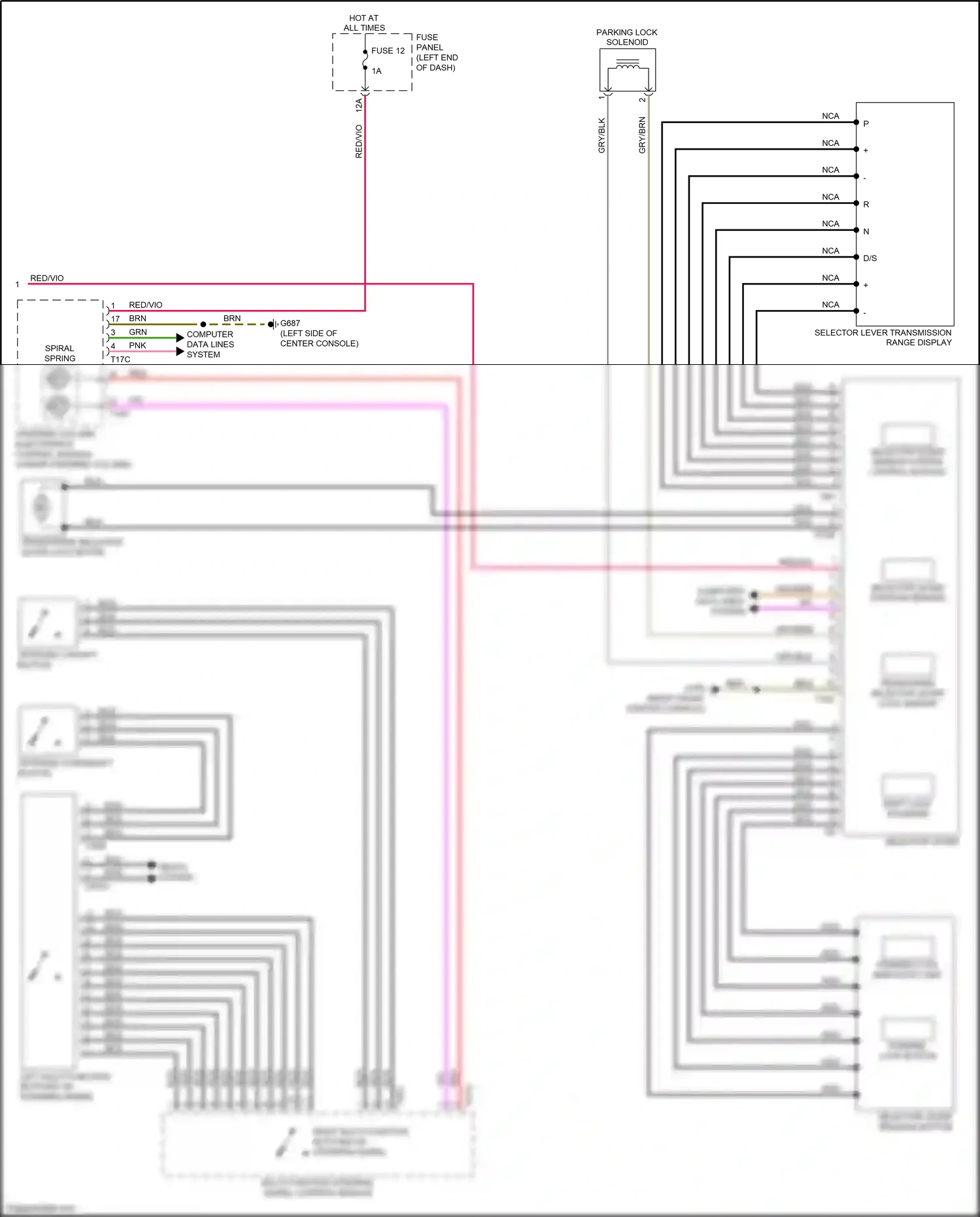 Audi A5 II (2016-2020) selector lever position sensor wiring diagram  (1 of 3)