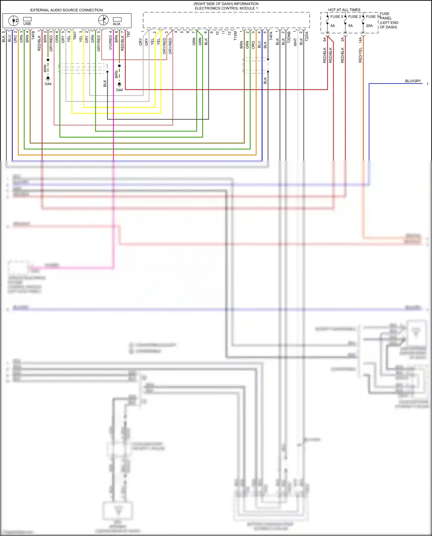 Audi A5 II (2016-2020) vehicle electrical system control module wiring diagram  (7 of 36)