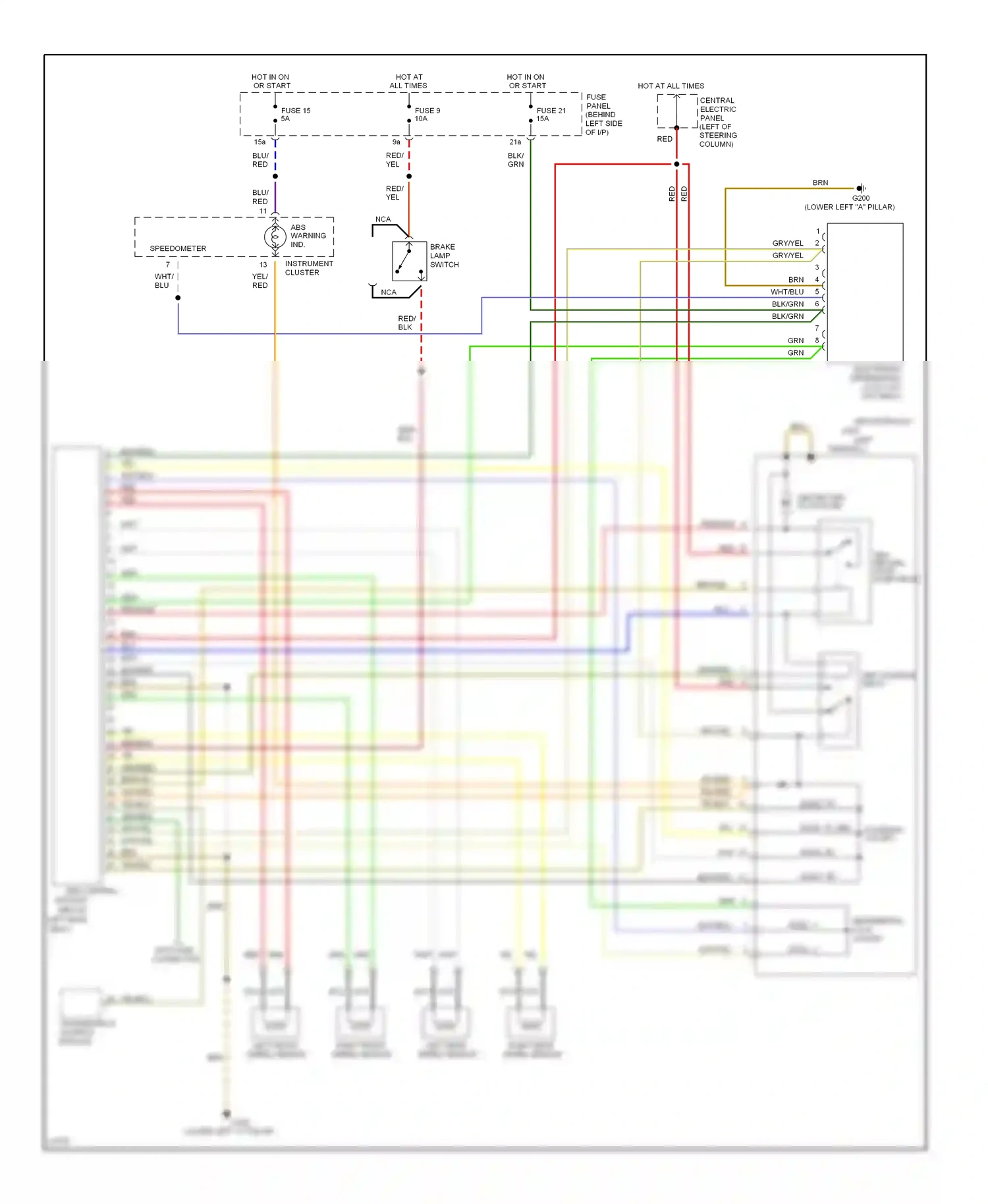 Wiring diagram abs warning for Audi A6 C4 (1994-1997) (1 of 3)