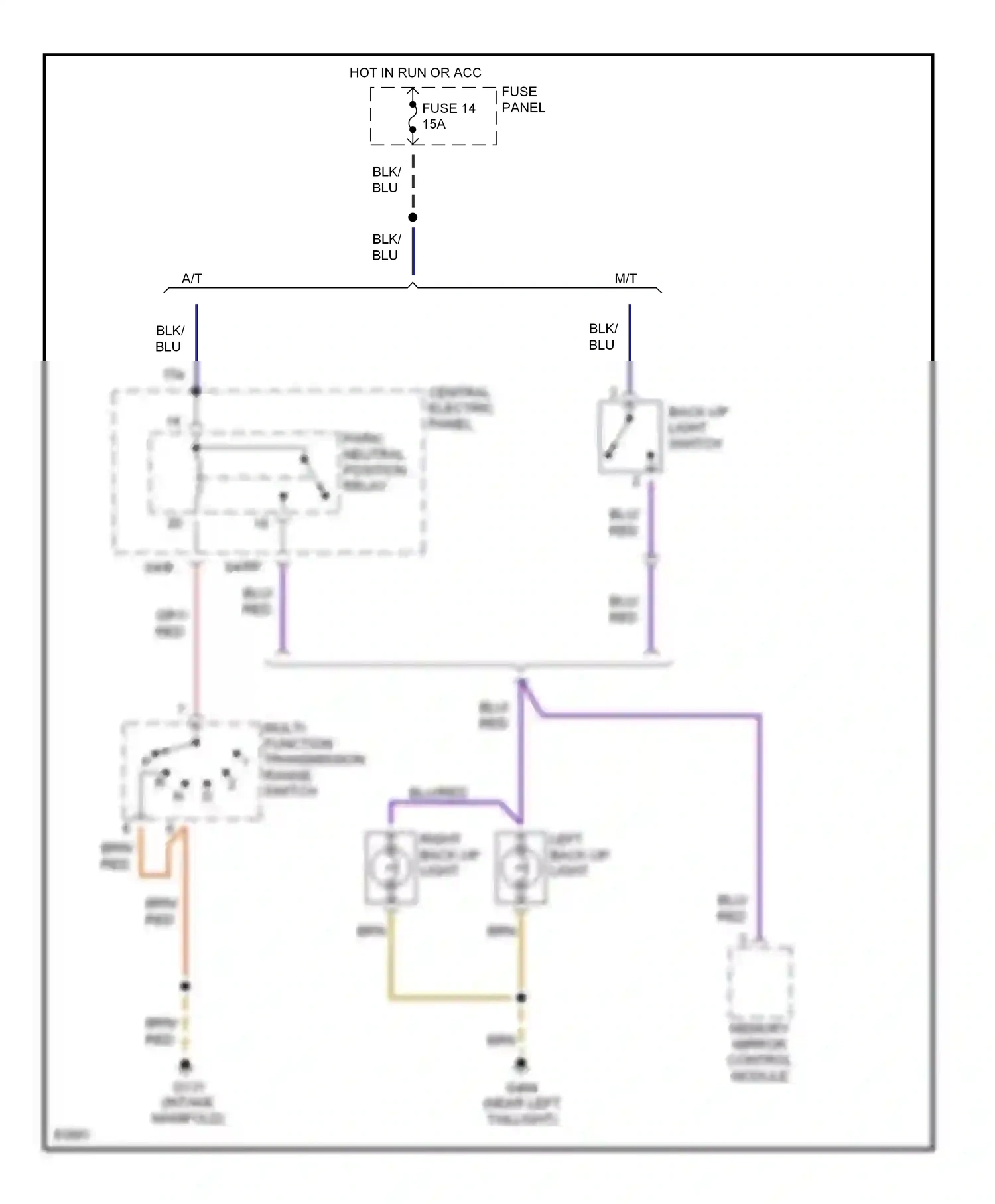 Wiring diagram back-up light switch for Audi A6 C4 (1994-1997) (1 of 1)