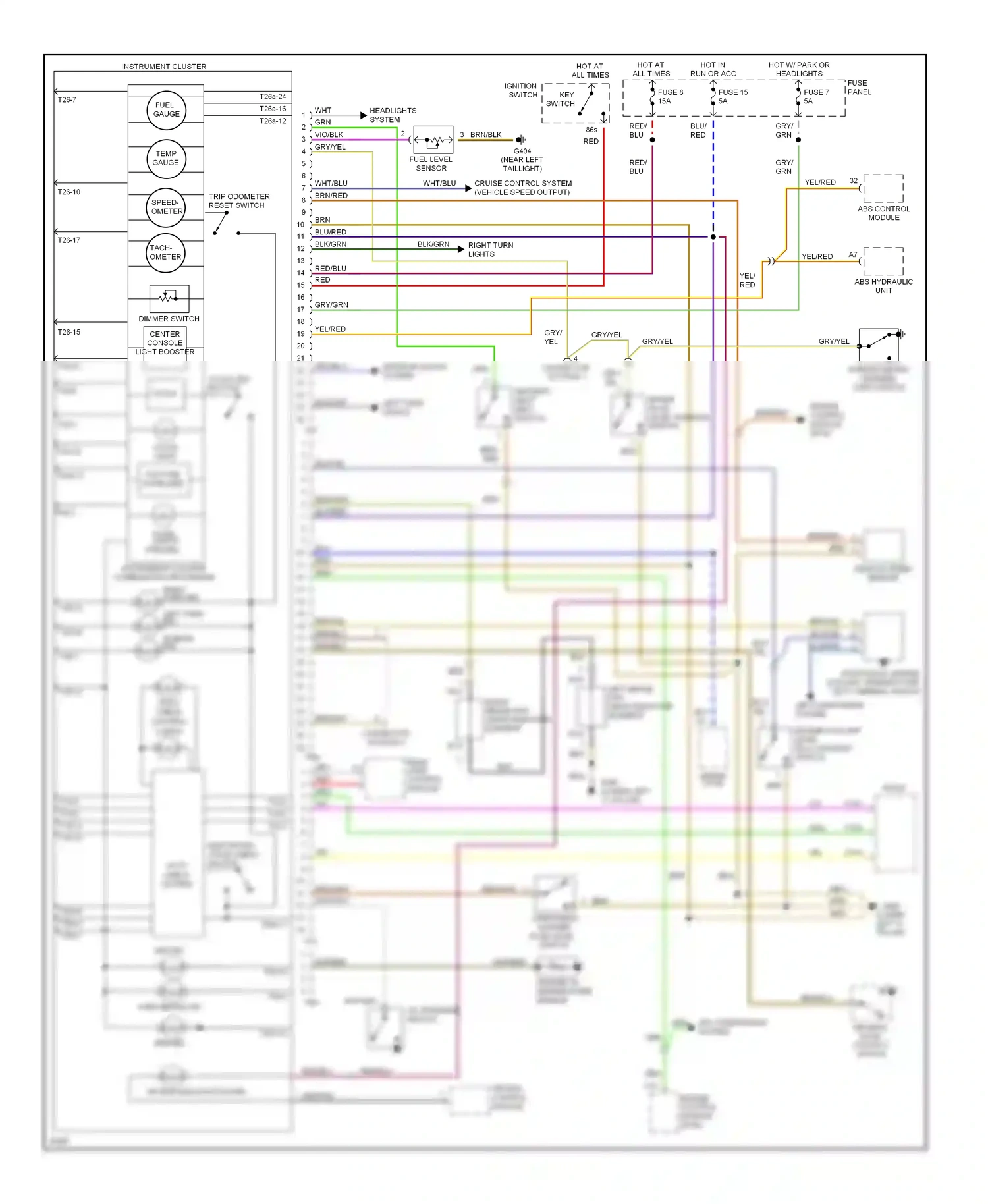 Wiring diagram clock set button for Audi A6 C4 (1994-1997) (1 of 2)