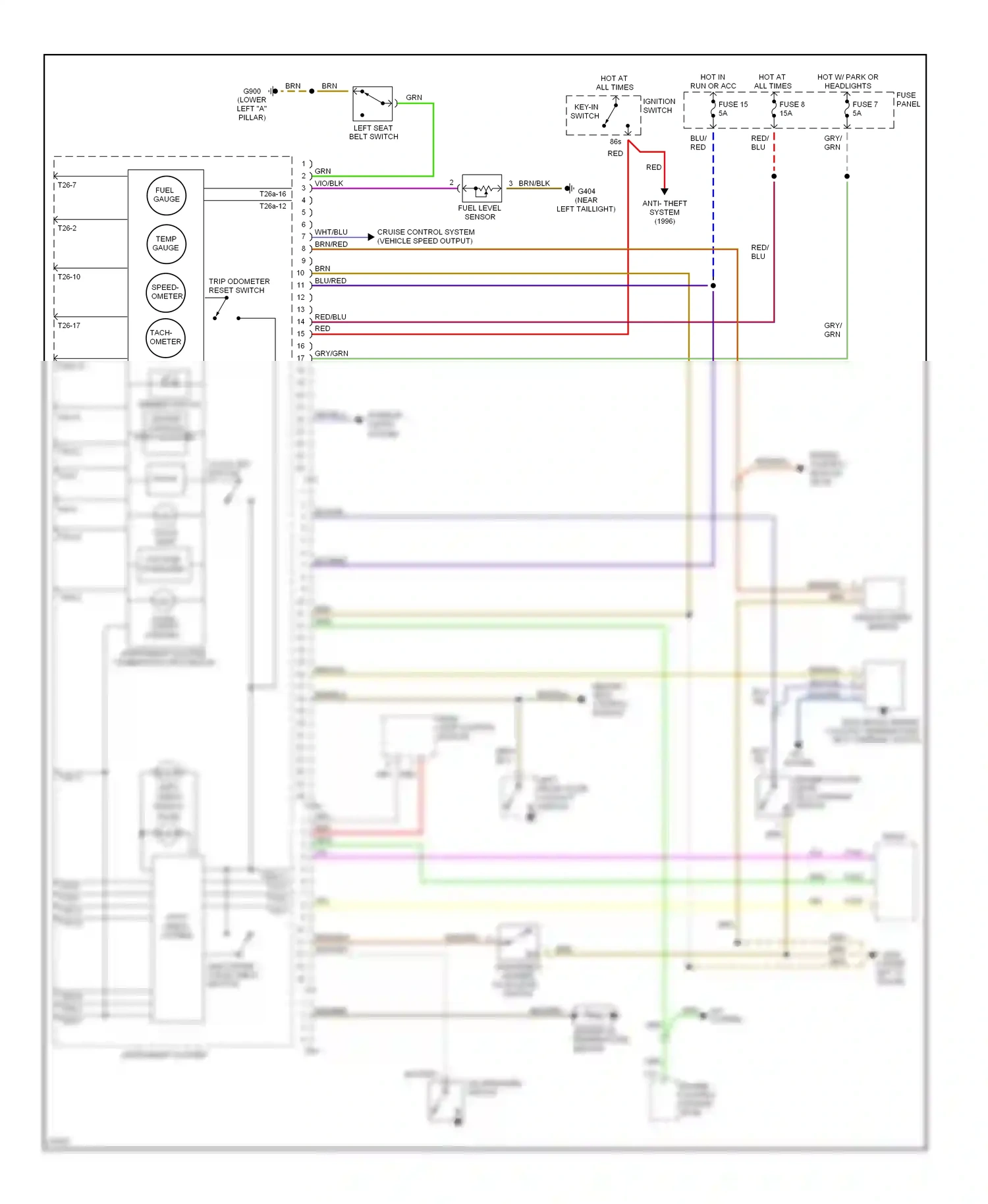 Audi A6 C4 (1994-1997) clock wiring diagram  (2 of 2)