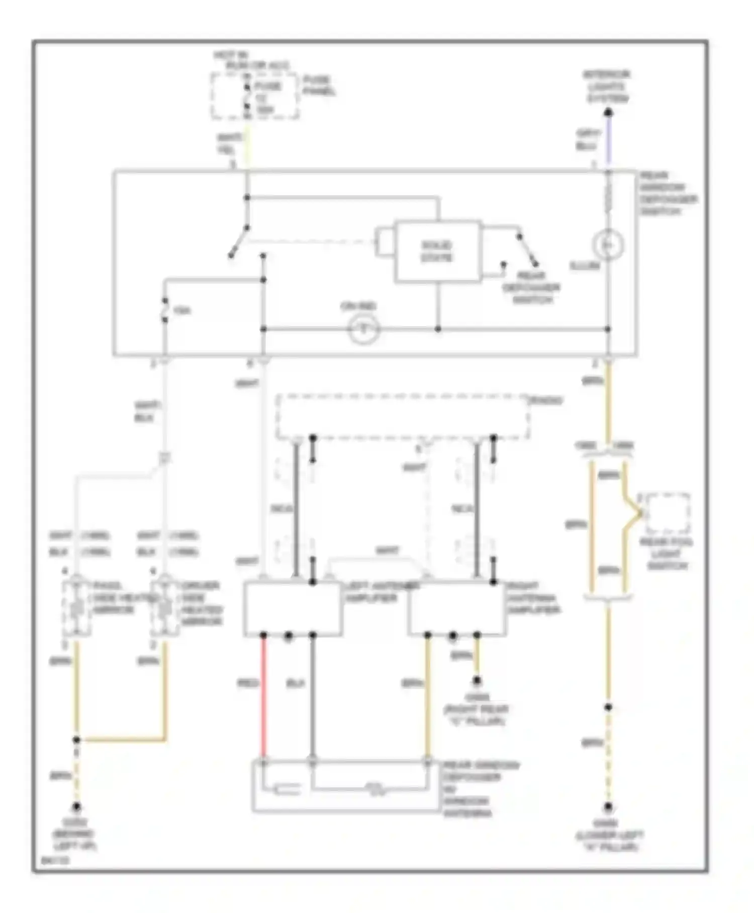 Wiring diagram rear window defogger switch for Audi A6 C4 (1994-1997)