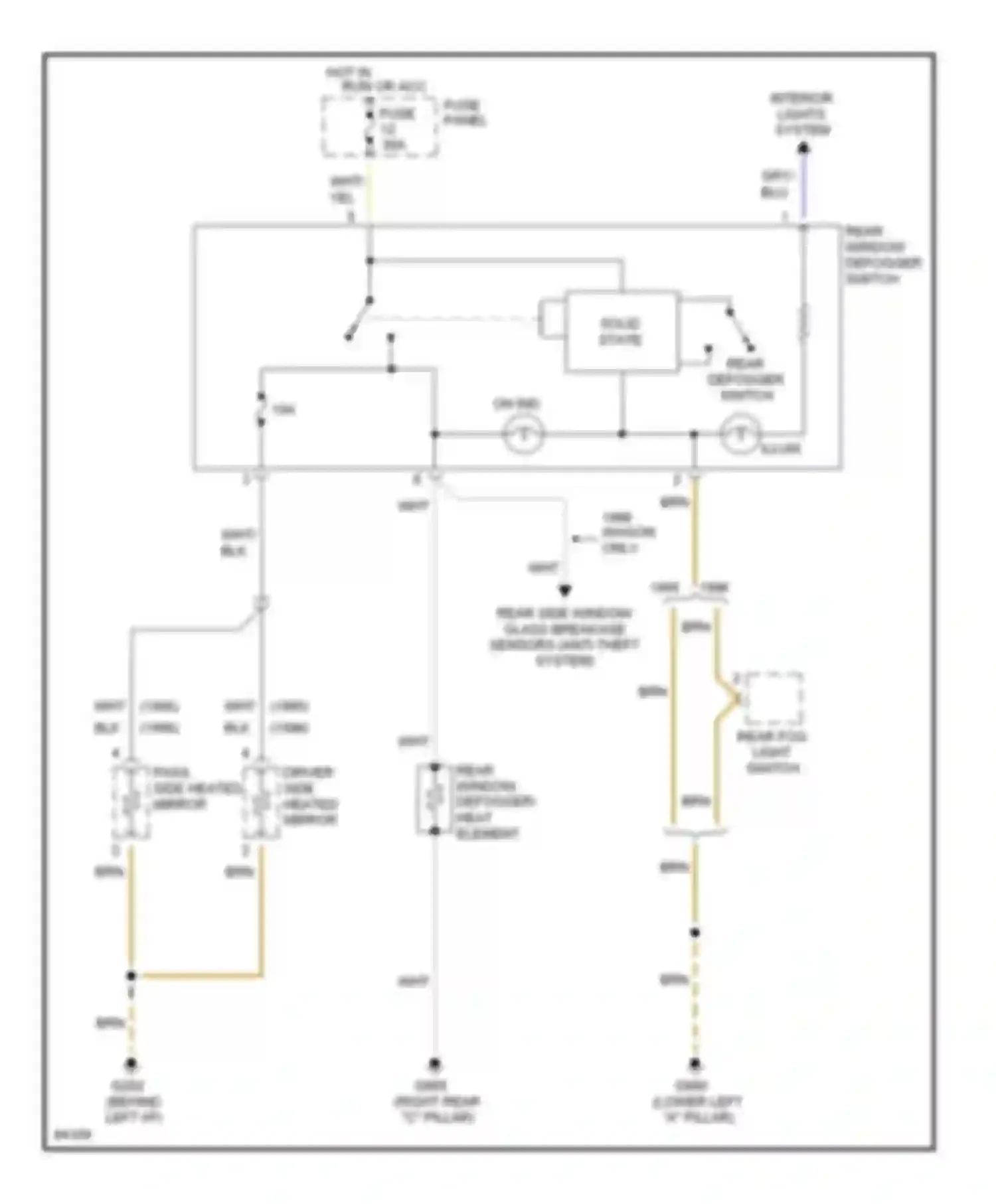Wiring diagram rear window defogger switch for Audi A6 C4 (1994-1997)