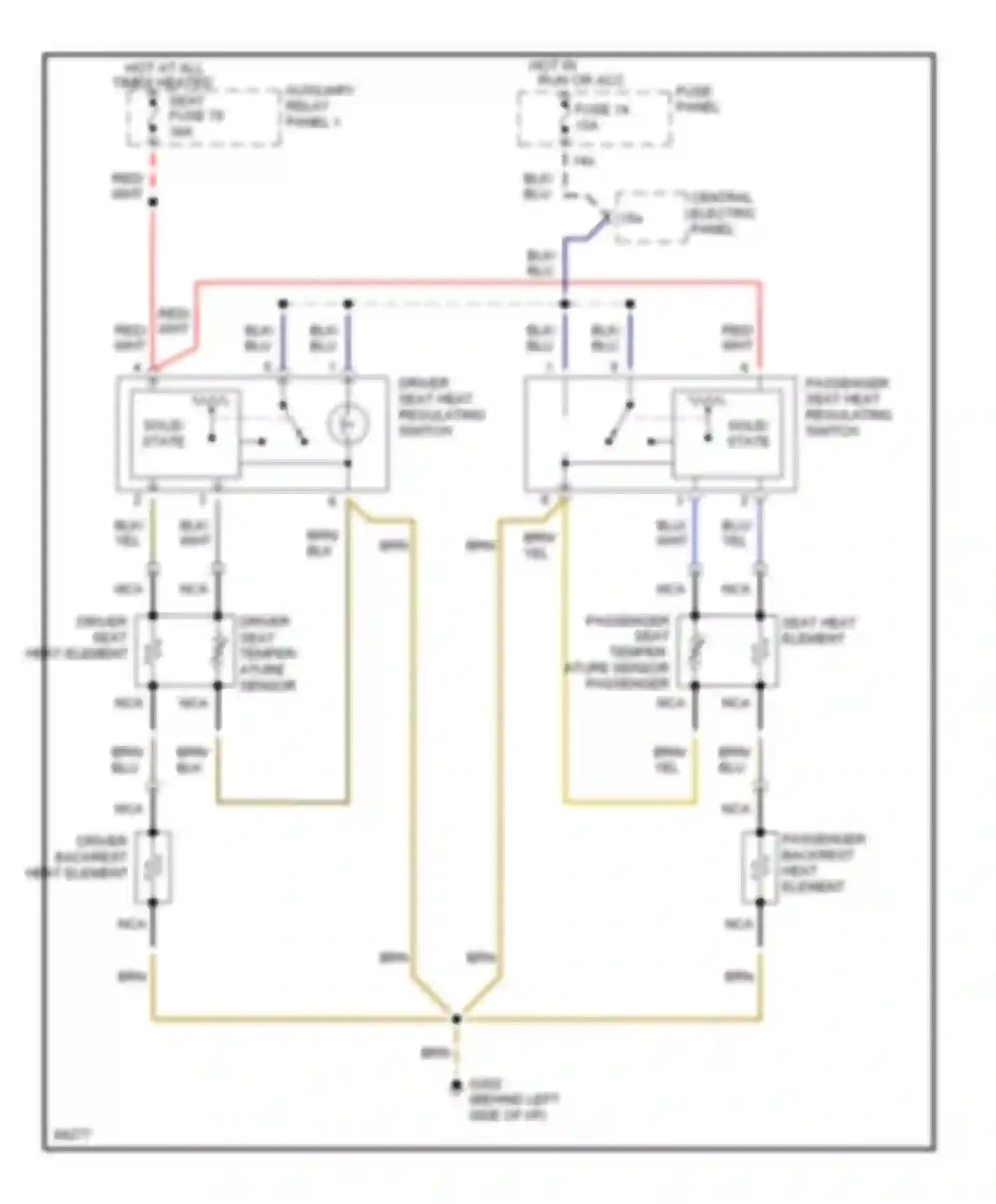 Wiring diagram driver backrest heat element for Audi A6 C4 (1994-1997)