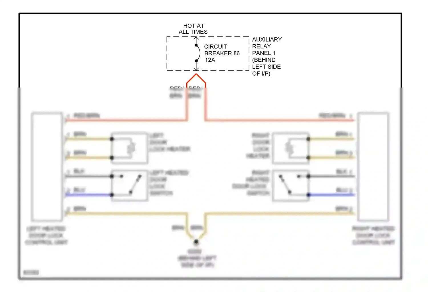 Wiring diagram left heated door lock control unit for Audi A6 C4 (1994-1997) (1 of 1)