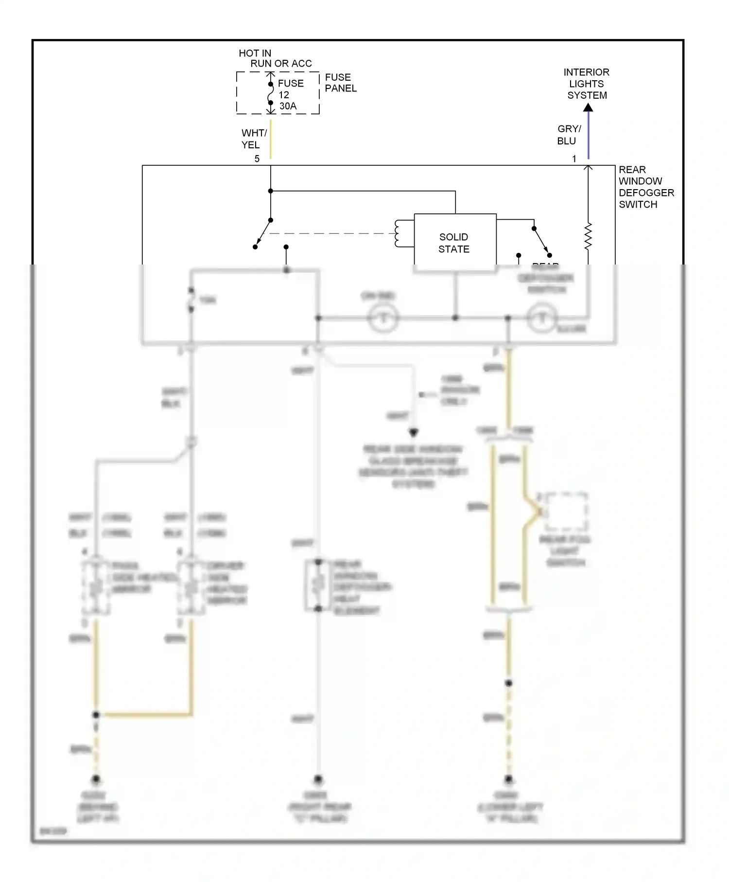 Wiring diagram pass. side heated mirror for Audi A6 C4 (1994-1997) (2 of 2)