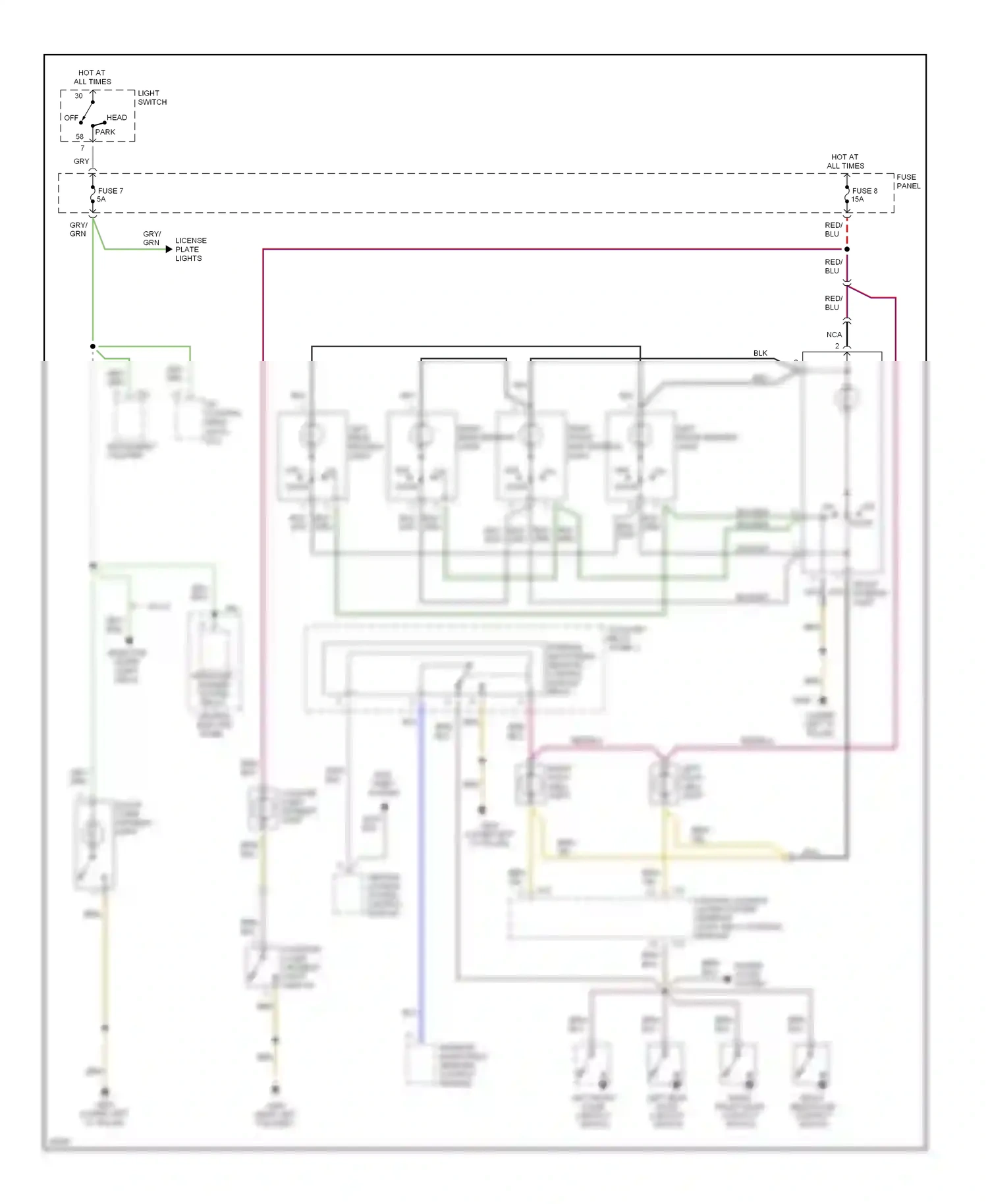 Wiring diagram selector lever light relay for Audi A6 C4 (1994-1997) (4 of 5)