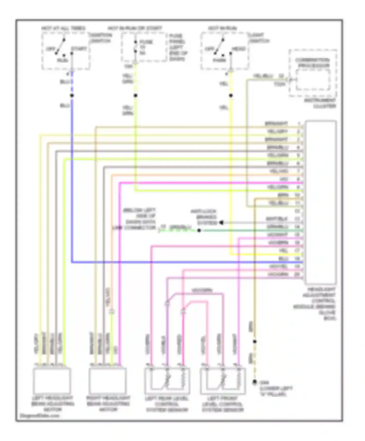 A6 Audi C5 facelift (2001-2004): Headlamps leveling circuit