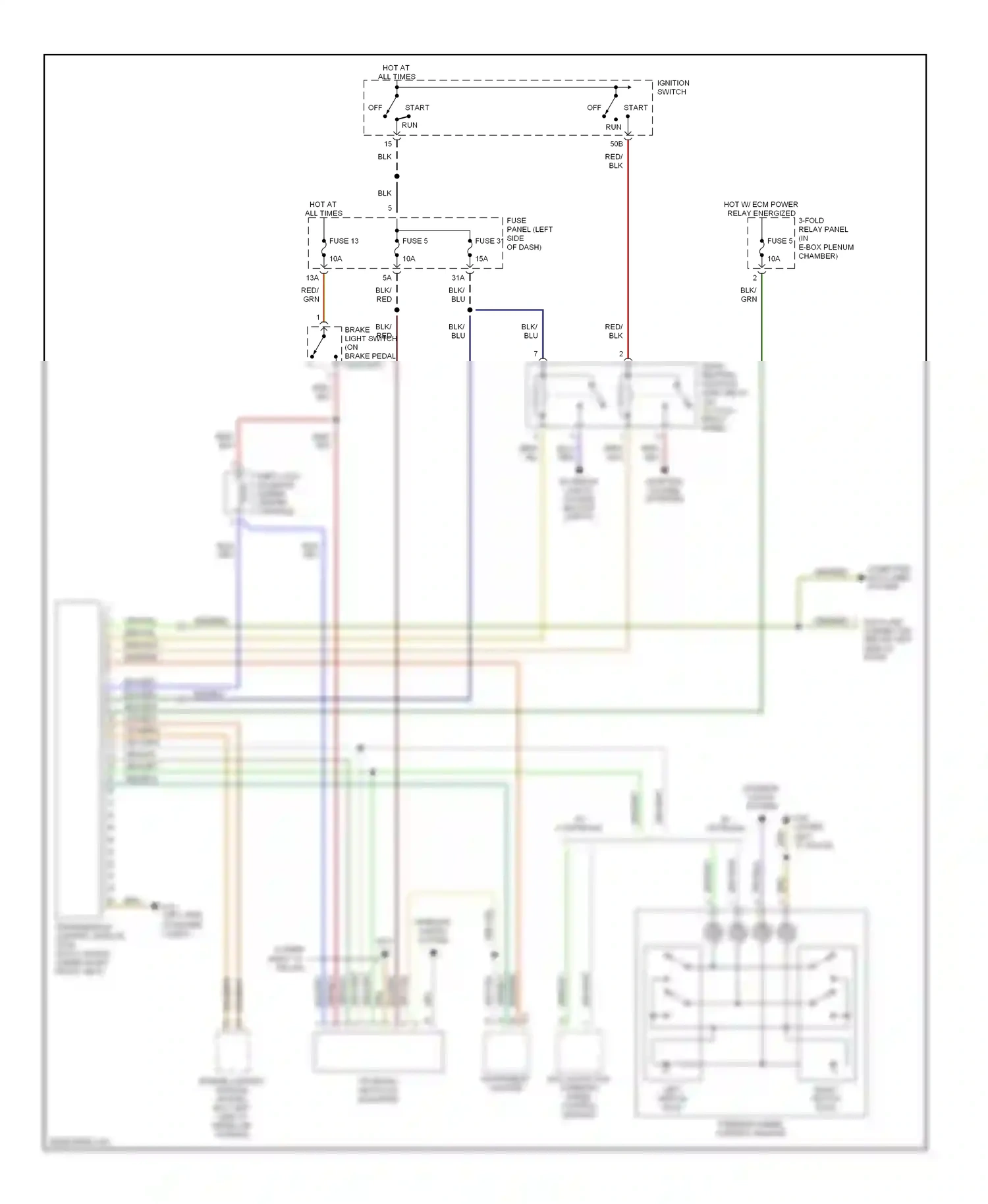 Audi A6 C5 facelift (2001-2004) 3-fold relay panel (in e-box plenum chamber) wiring diagram  (1 of 1)