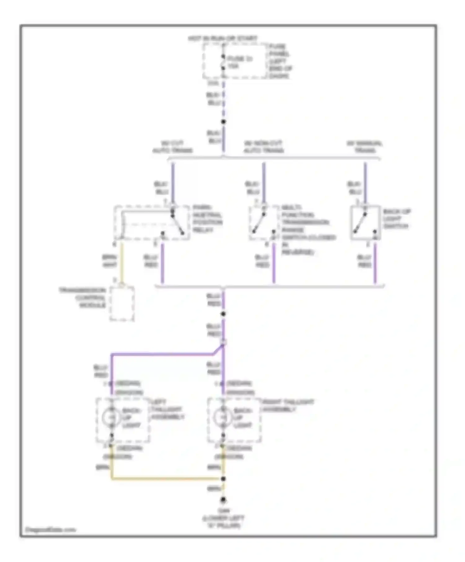 Wiring diagram left taillight assembly back- up light for Audi A6 C5 facelift (2001-2004)