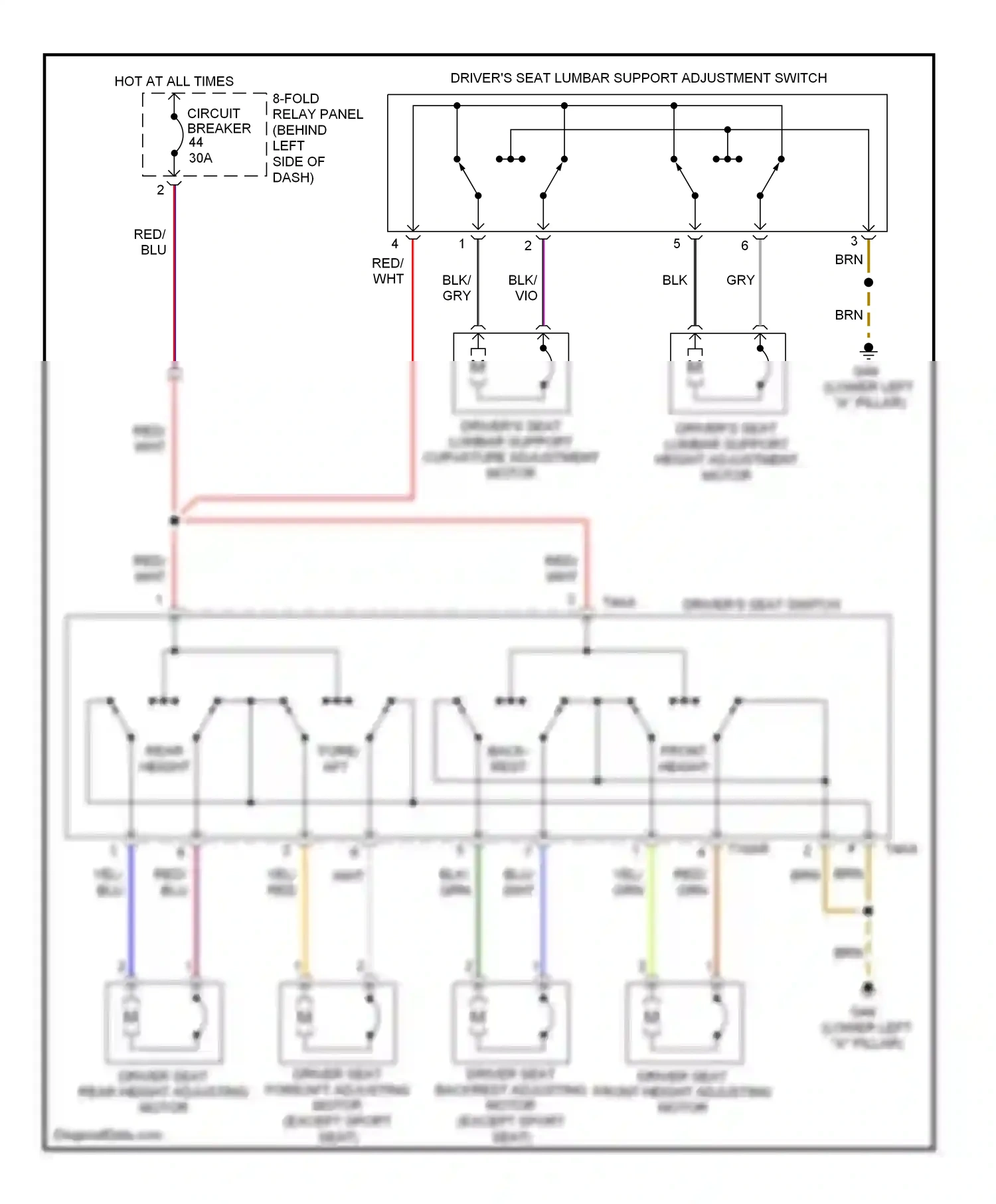 Wiring diagram driver seat front height adjusting motor for Audi A6 C5 facelift (2001-2004) (1 of 1)