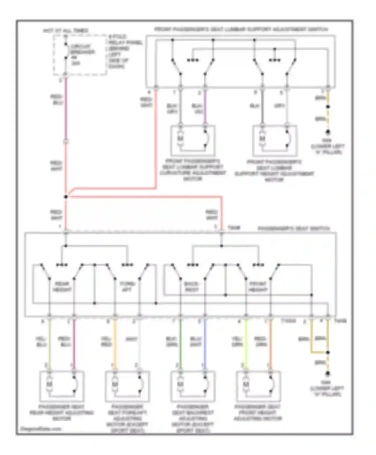 Wiring diagram back- rest for Audi A6 C5 facelift (2001-2004)