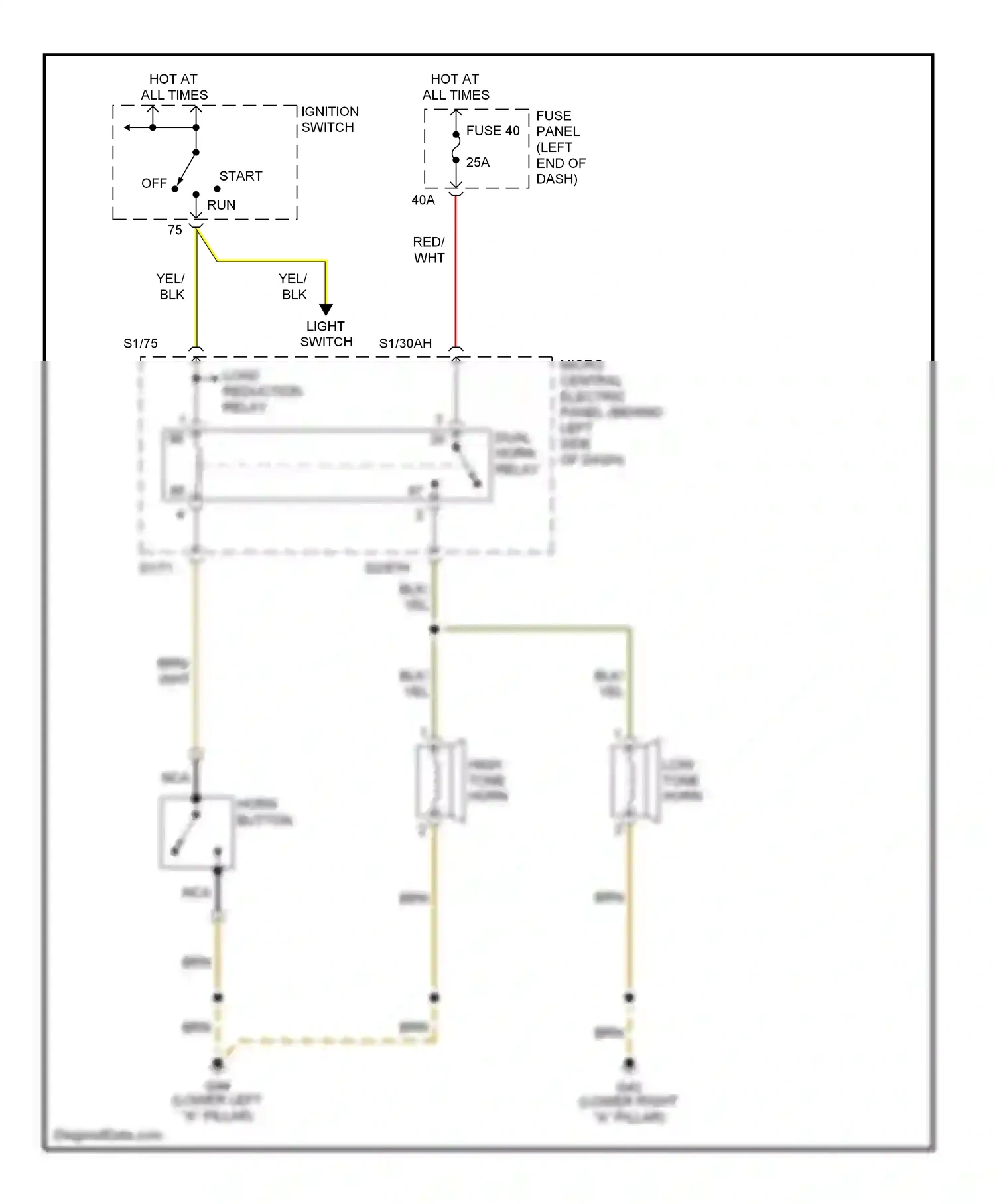 Wiring diagram high tone horn for Audi A6 C5 facelift (2001-2004) (1 of 1)