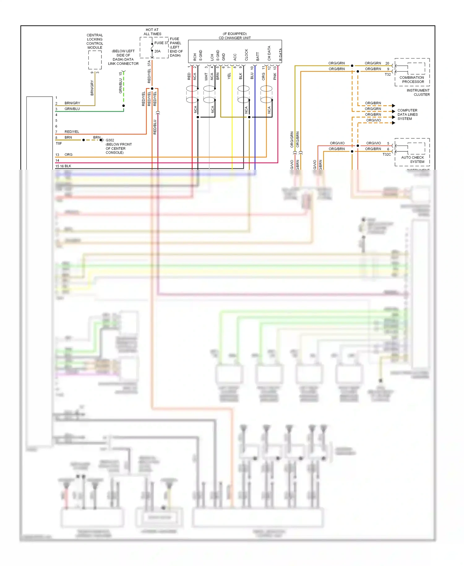 Wiring diagram left rear woofer, midrange speakers for Audi A6 C5 facelift (2001-2004) (2 of 2)